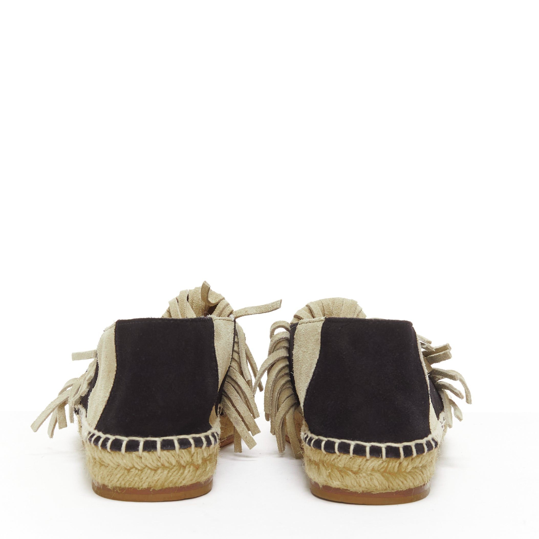 Chloe CHLOE beige black suede leather striped panels fringe slip on espadrilles EU37 Size US 7 / IT 37 - 5 Thumbnail