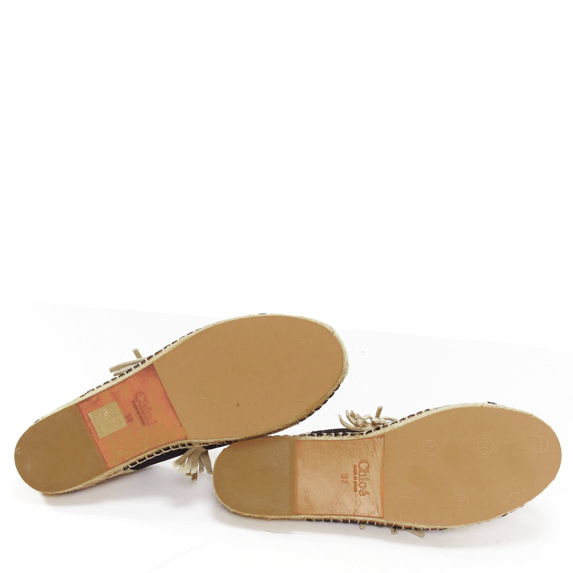 Chloe CHLOE beige black suede leather striped panels fringe slip on espadrilles EU37 Size US 7 / IT 37 - 12 Thumbnail