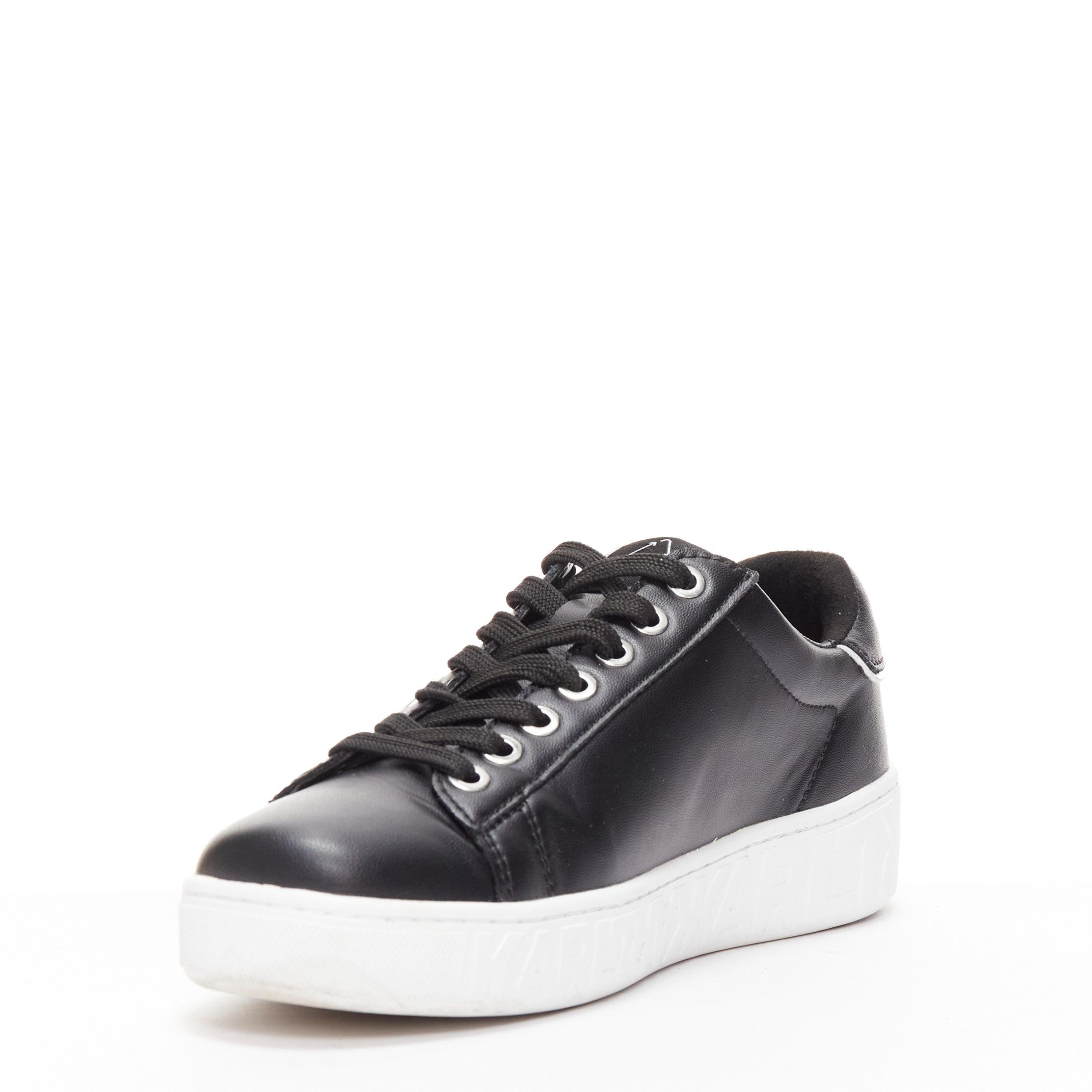 Karl Lagerfeld KARL LAGERFELD black leather silver logo chunky lace up sneakers EU38 Size US 8 / IT 38 - 4 Thumbnail