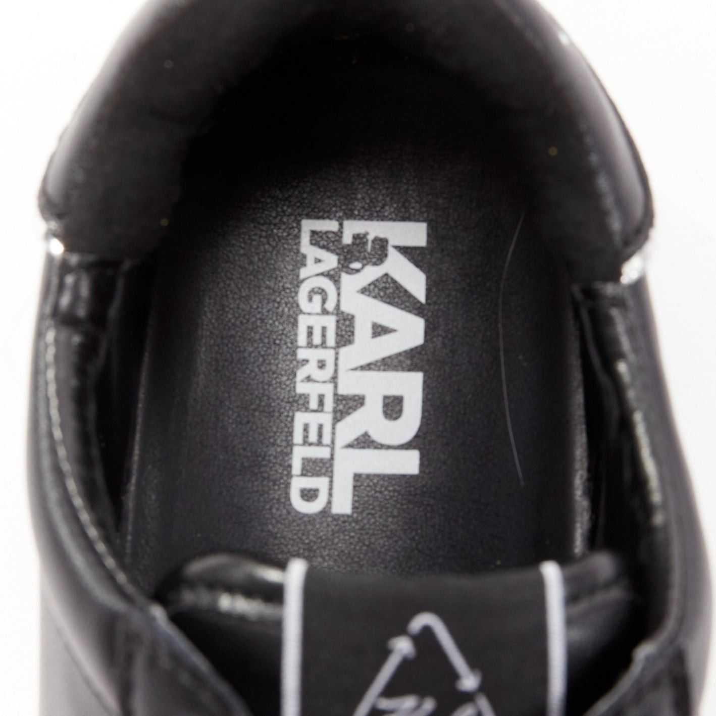 Karl Lagerfeld KARL LAGERFELD black leather silver logo chunky lace up sneakers EU38 Size US 8 / IT 38 - 9 Thumbnail