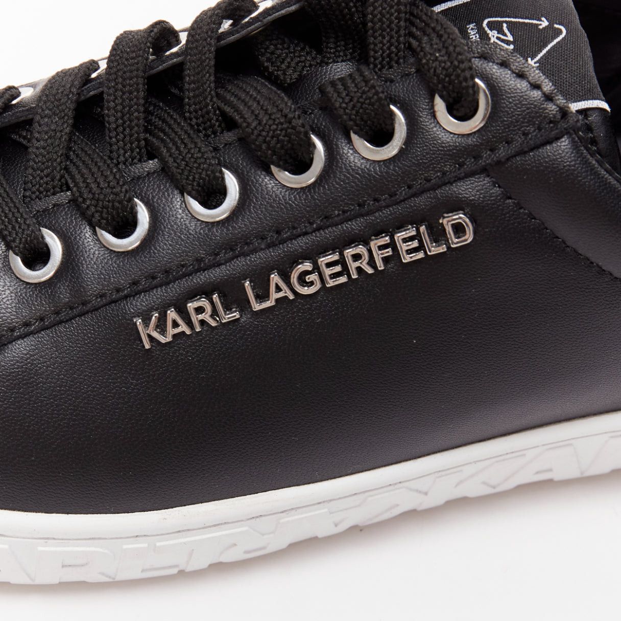 Karl Lagerfeld KARL LAGERFELD black leather silver logo chunky lace up sneakers EU38 Size US 8 / IT 38 - 7 Thumbnail