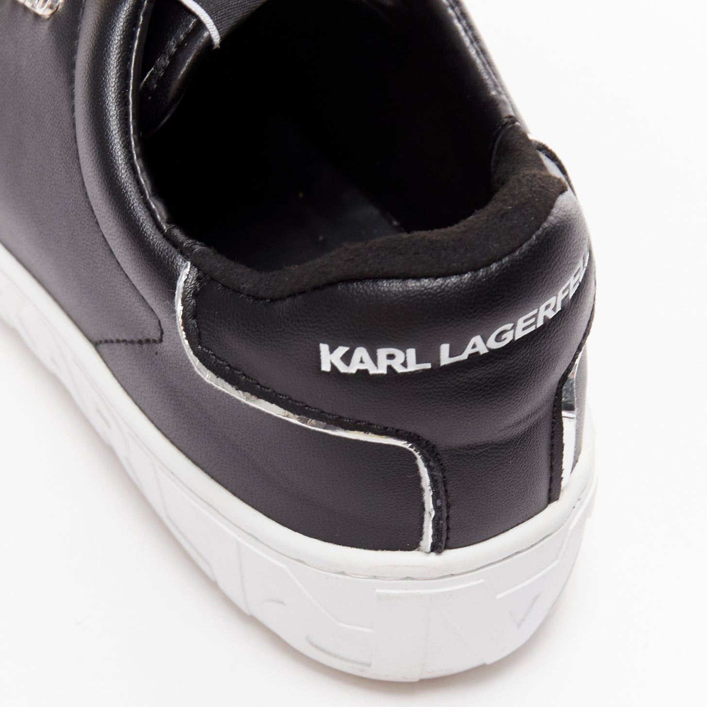 Karl Lagerfeld KARL LAGERFELD black leather silver logo chunky lace up sneakers EU38 Size US 8 / IT 38 - 8 Thumbnail