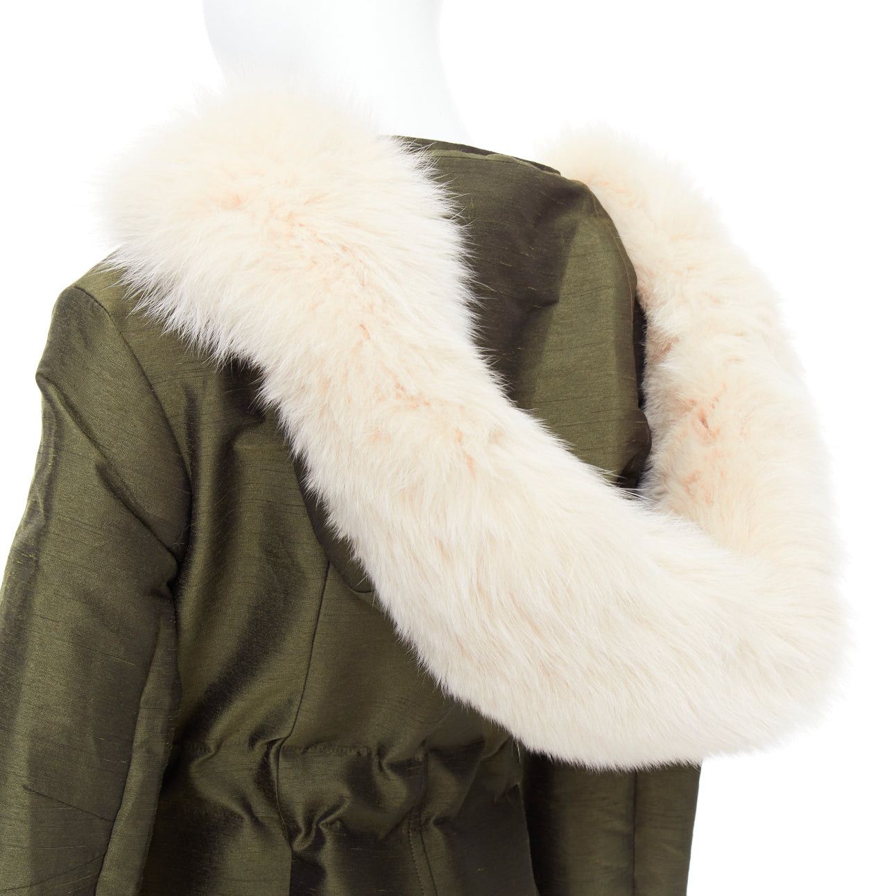 Dior DIOR military green pocketed cream fur hood belted anorak coat FR34 XS Size XS / US 0-2 / IT 36-38 - 2 Thumbnail