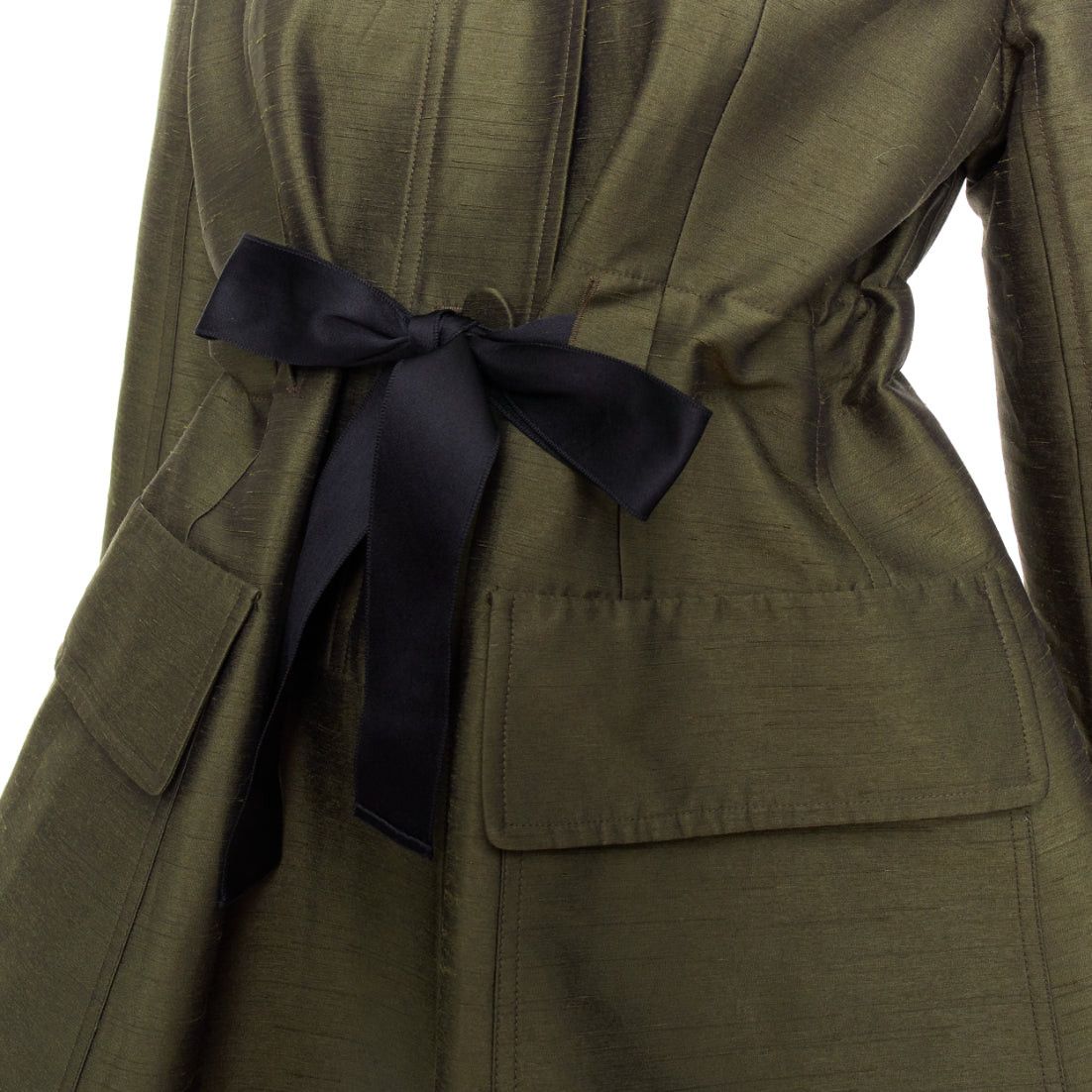 Dior DIOR military green pocketed cream fur hood belted anorak coat FR34 XS Size XS / US 0-2 / IT 36-38 - 8 Thumbnail