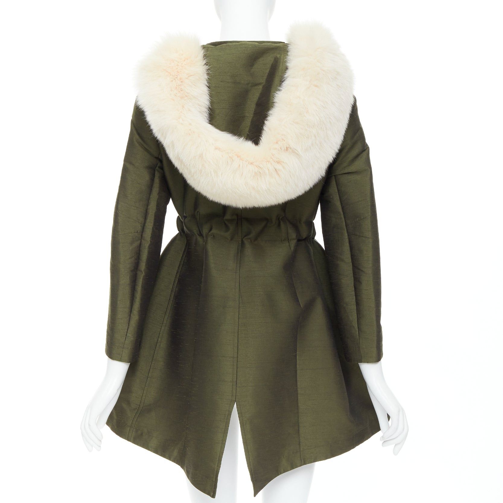 Dior DIOR military green pocketed cream fur hood belted anorak coat FR34 XS Size XS / US 0-2 / IT 36-38 - 7 Thumbnail