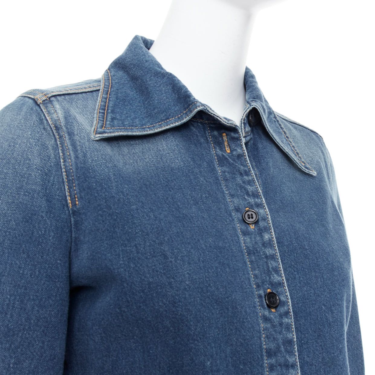 Chloe CHLOE blue washed denim cotton cropped sleeve over shirt FR38 M Size M / US 6-8 / IT 42-44 - 8 Thumbnail