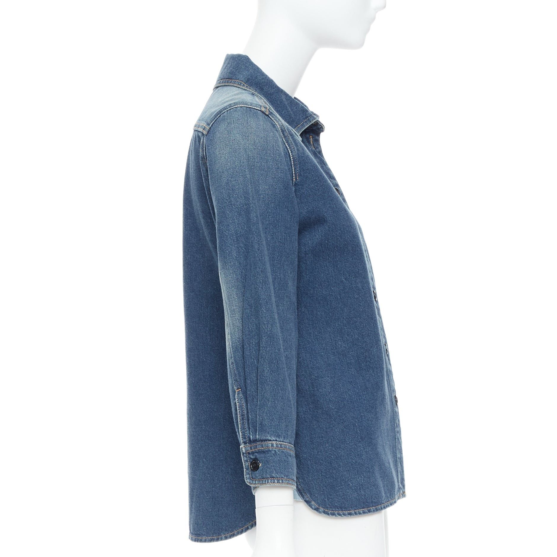 Chloe CHLOE blue washed denim cotton cropped sleeve over shirt FR38 M Size M / US 6-8 / IT 42-44 - 5 Thumbnail