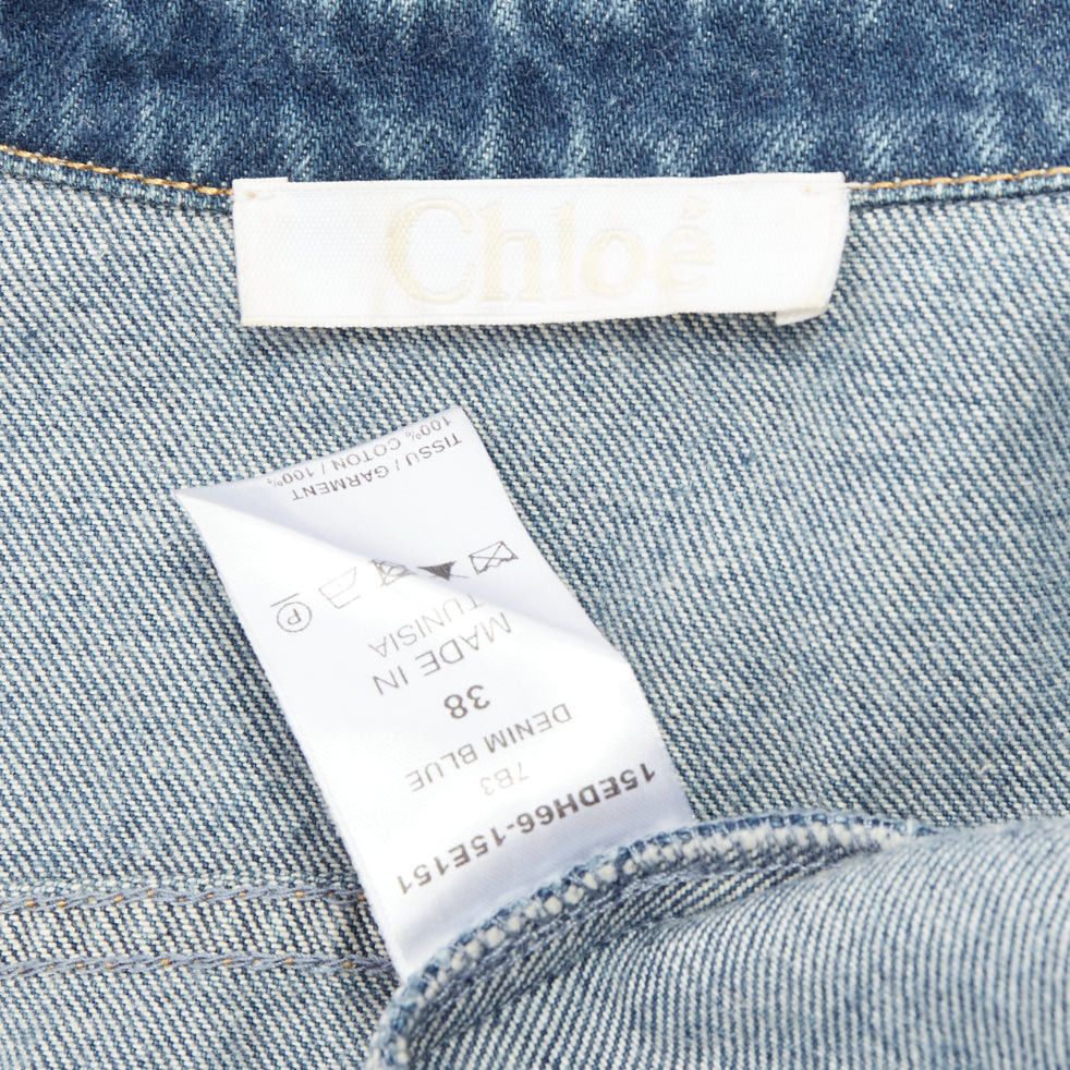Chloe CHLOE blue washed denim cotton cropped sleeve over shirt FR38 M Size M / US 6-8 / IT 42-44 - 9 Thumbnail
