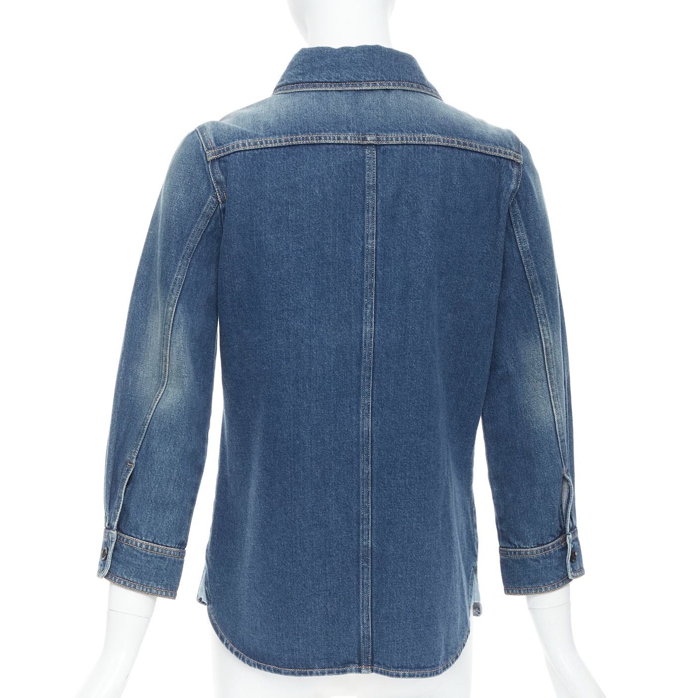 Chloe CHLOE blue washed denim cotton cropped sleeve over shirt FR38 M Size M / US 6-8 / IT 42-44 - 6 Thumbnail
