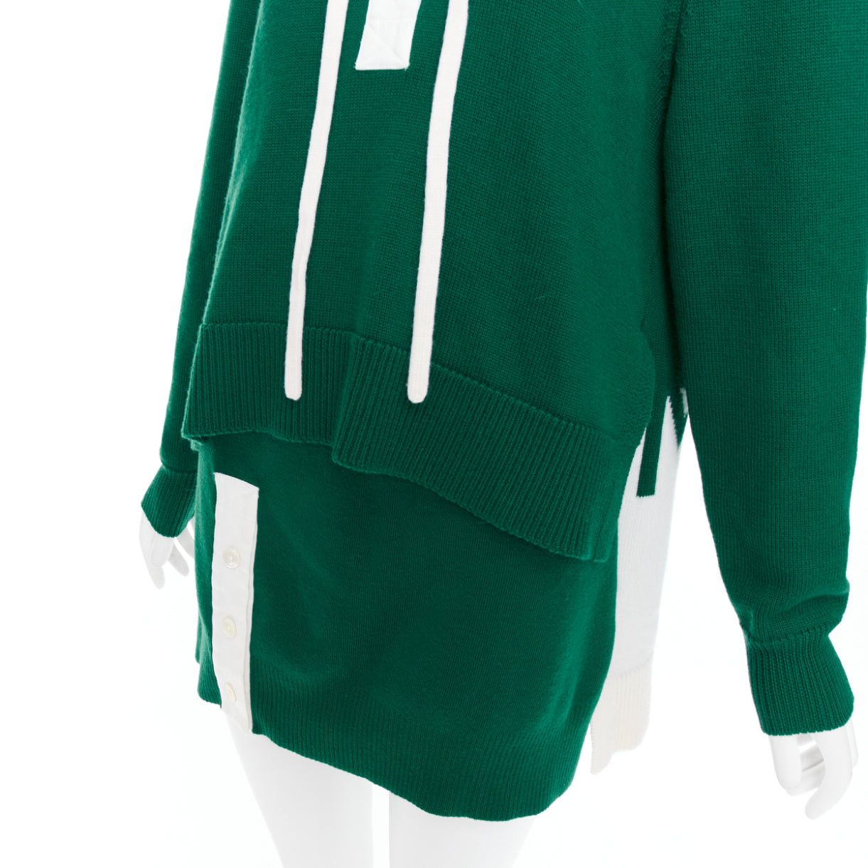 MONSE 2021 Runway green white logo polo hood sweater mini skirt