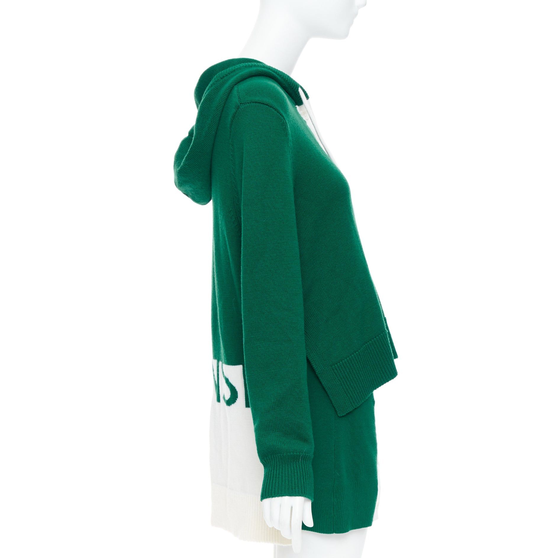 MONSE 2021 Runway green white logo polo hood sweater mini skirt