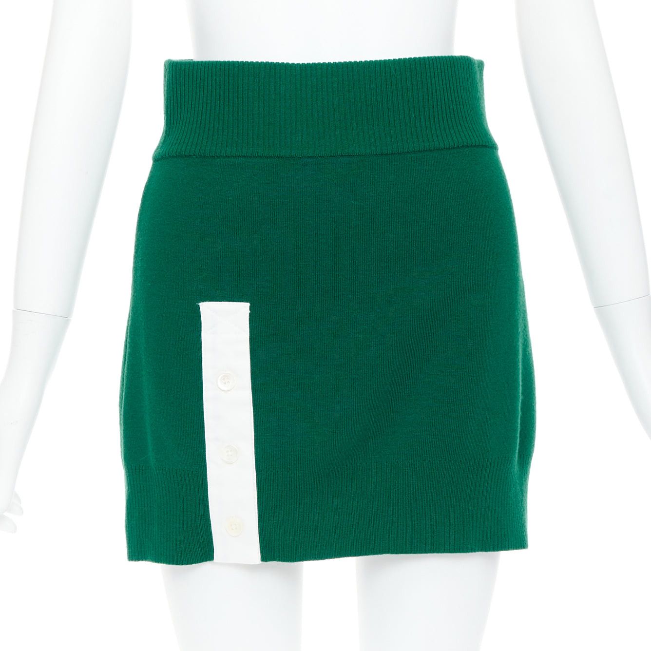 MONSE 2021 Runway green white logo polo hood sweater mini skirt