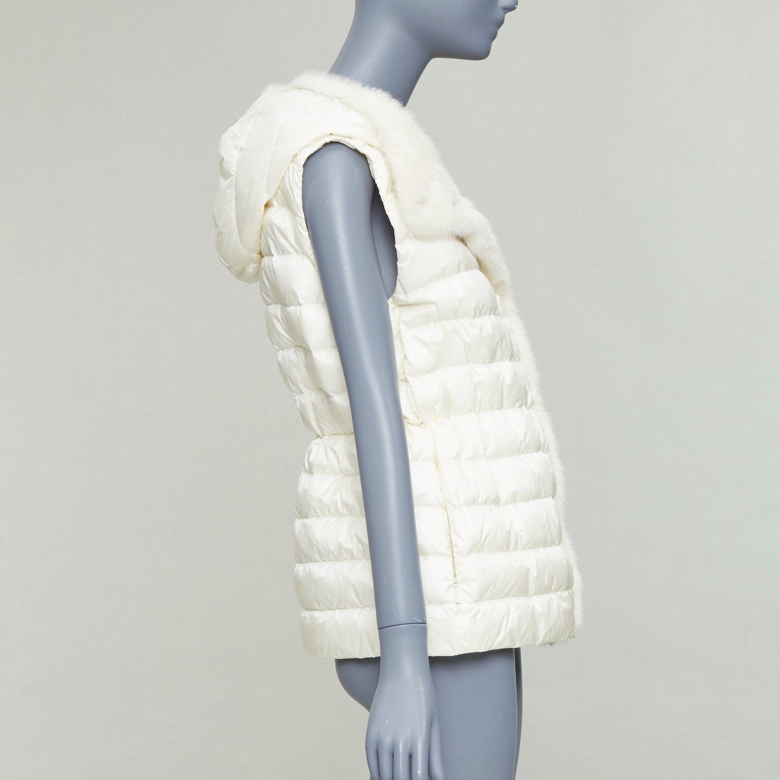 Moncler MONCLER Beurre Gilet cream fur trim goose down puffer vest Sz1 Size S / US 4 / IT 40 - 4 Thumbnail