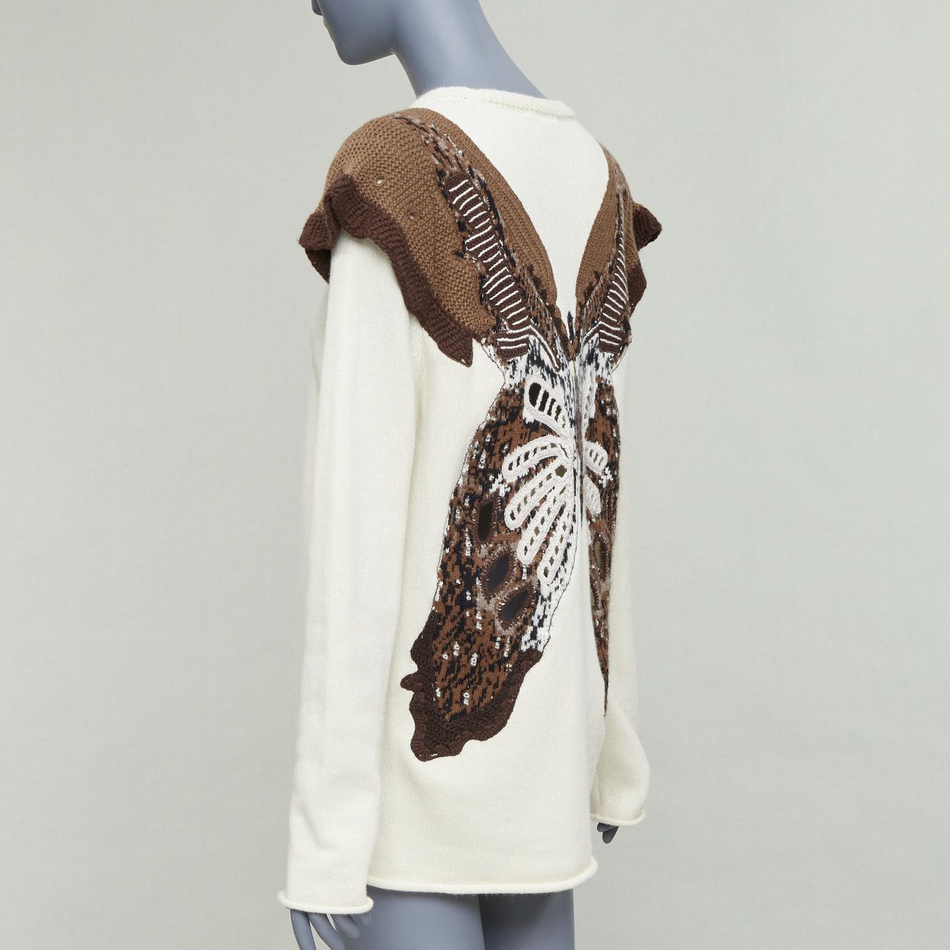 Chloe CHLOE 2023 natural white wool cashmere flutter knit applique sweater M Size M / US 6-8 / IT 42-44 - 6 Thumbnail