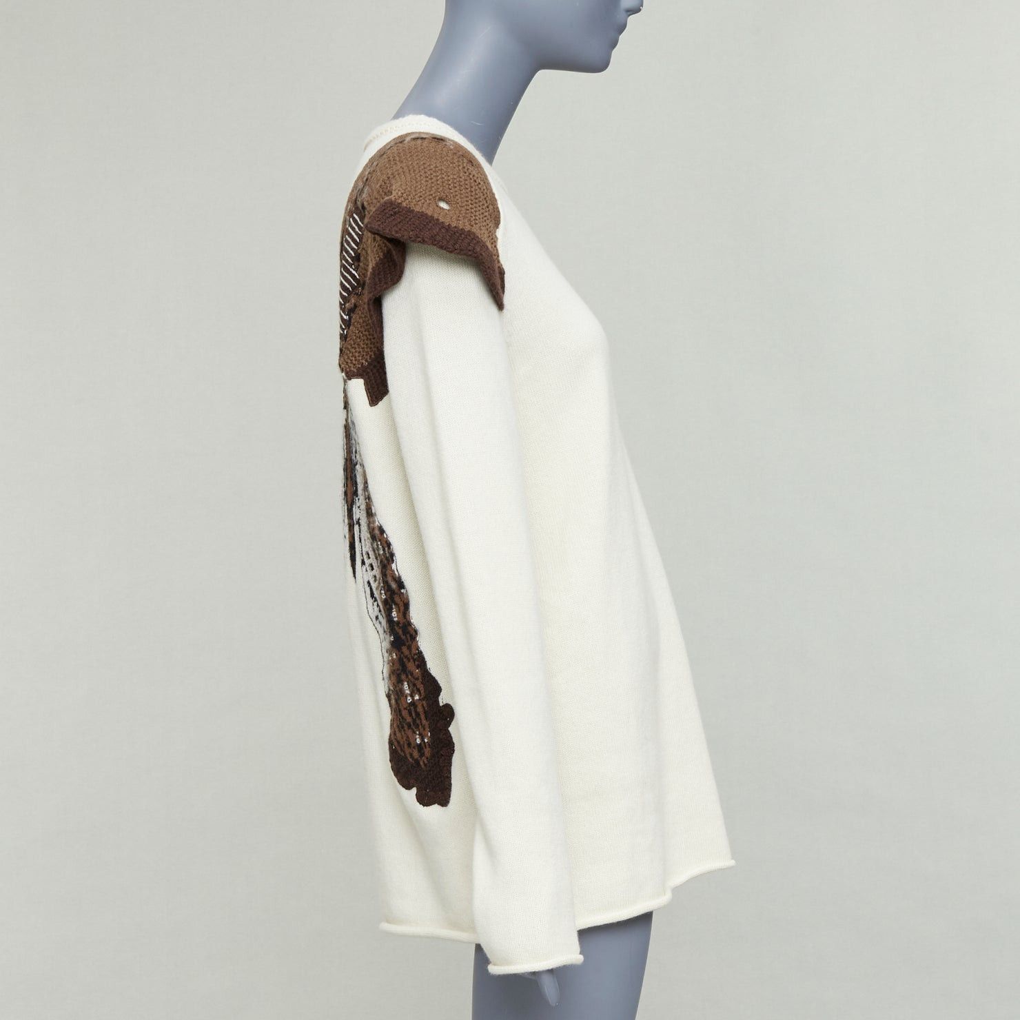Chloe CHLOE 2023 natural white wool cashmere flutter knit applique sweater M Size M / US 6-8 / IT 42-44 - 5 Thumbnail