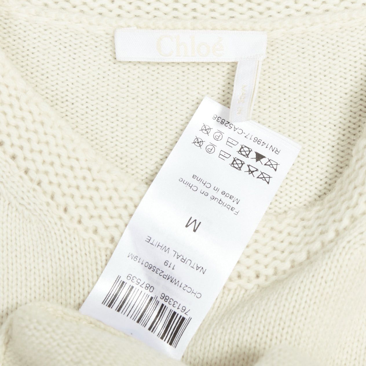 Chloe CHLOE 2023 natural white wool cashmere flutter knit applique sweater M Size M / US 6-8 / IT 42-44 - 8 Thumbnail