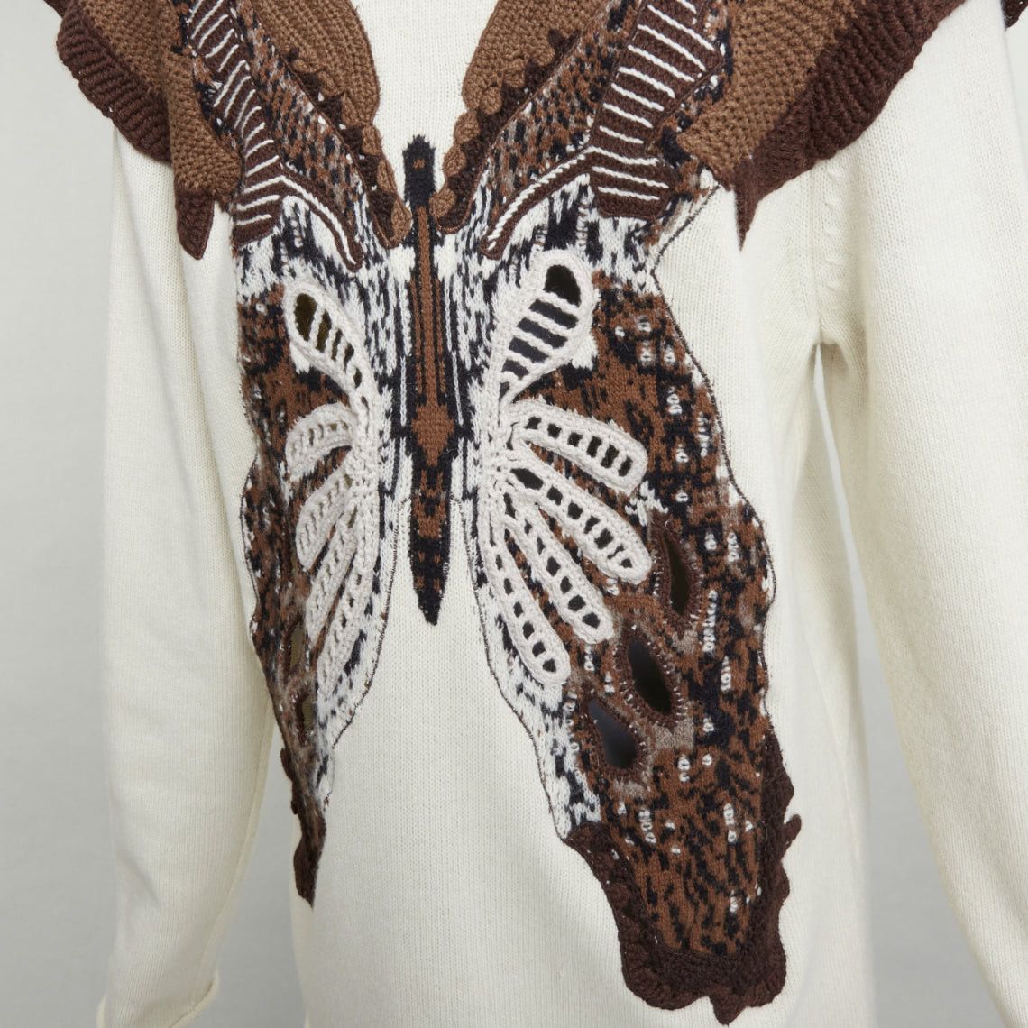 Chloe CHLOE 2023 natural white wool cashmere flutter knit applique sweater M Size M / US 6-8 / IT 42-44 - 7 Thumbnail