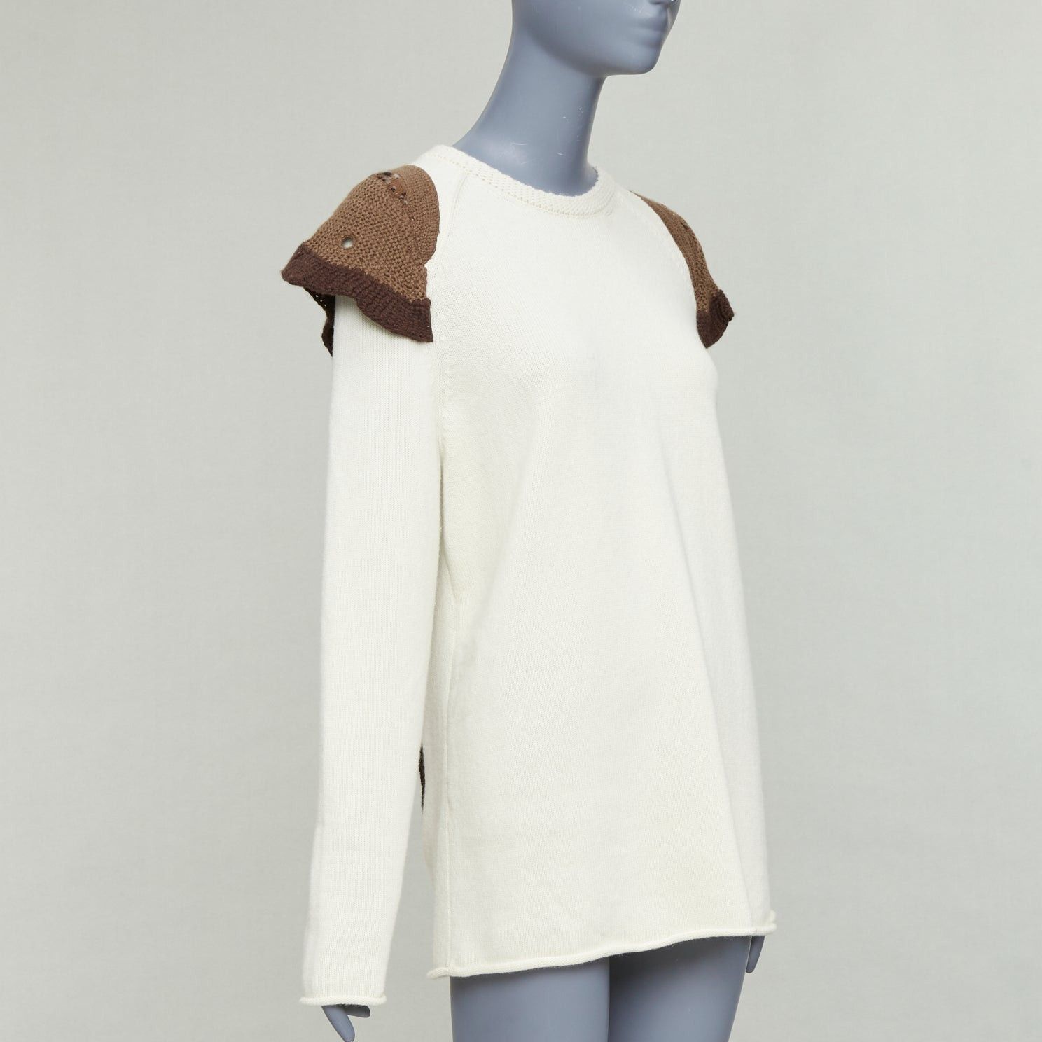 Chloe CHLOE 2023 natural white wool cashmere flutter knit applique sweater M Size M / US 6-8 / IT 42-44 - 4 Thumbnail