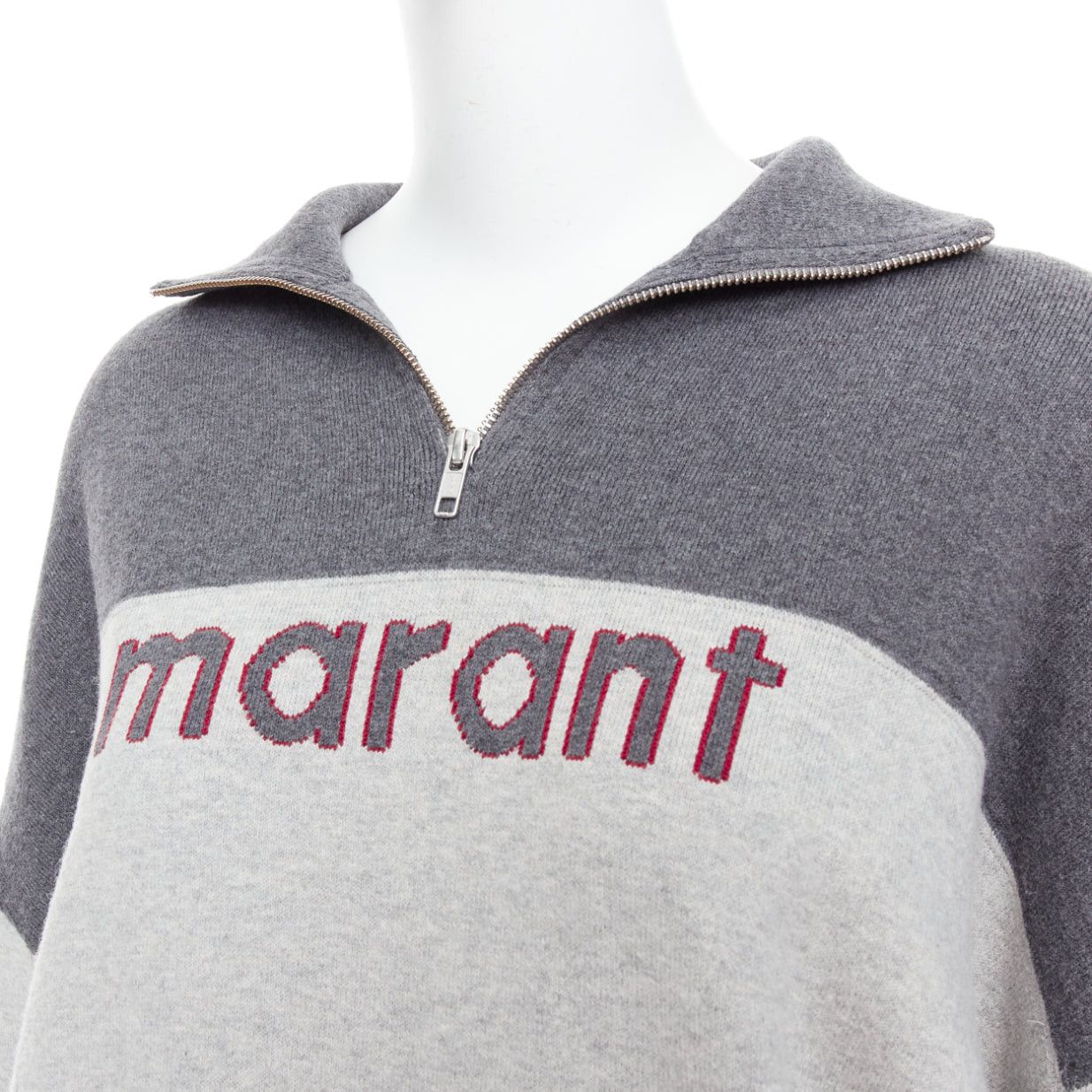 Isabel Marant ISABEL MARANT Etoile grey bicolor logo half zip jumper sweater Size S / US 4 / IT 40 - 2 Thumbnail