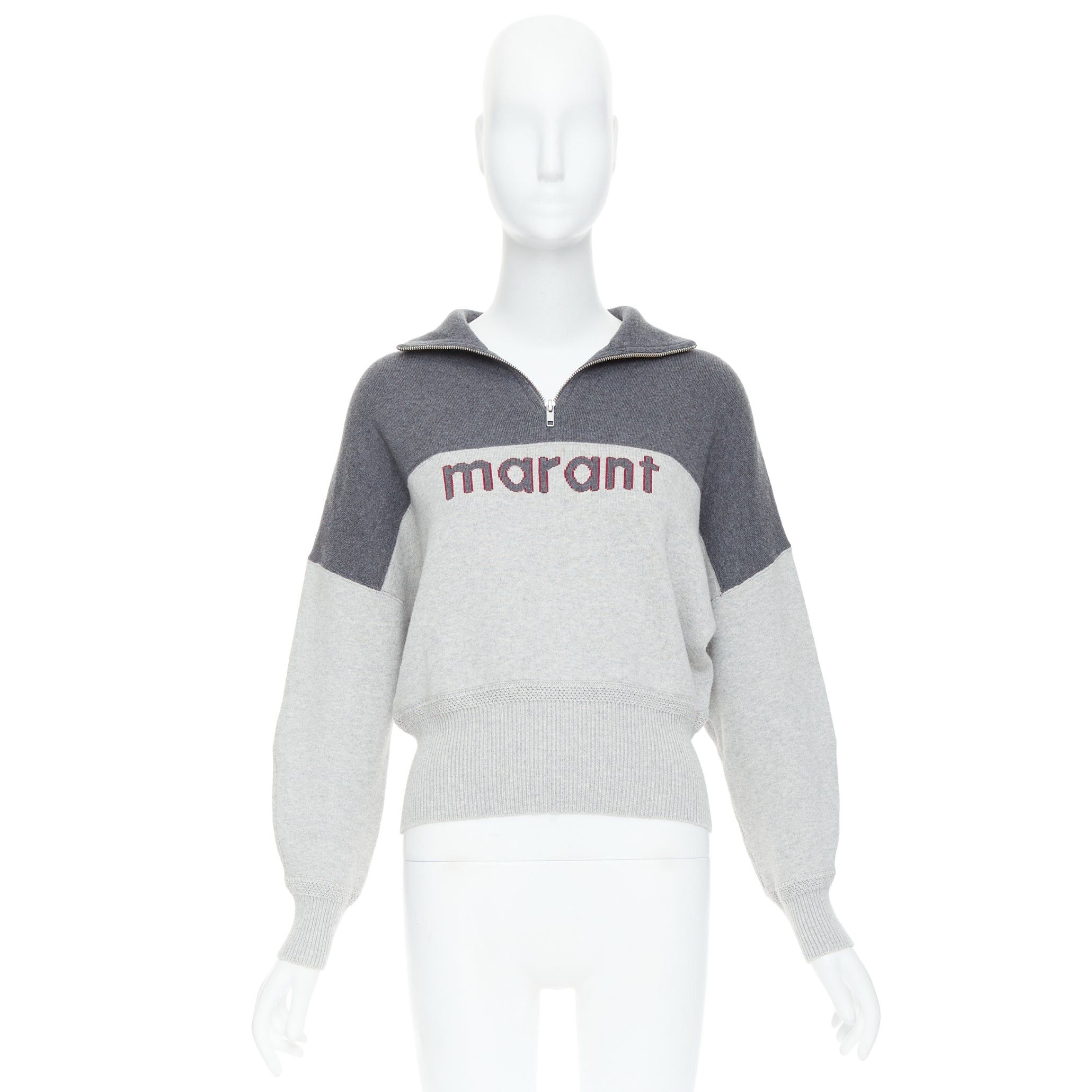 Isabel Marant ISABEL MARANT Etoile grey bicolor logo half zip jumper sweater Size S / US 4 / IT 40 - 9 Thumbnail