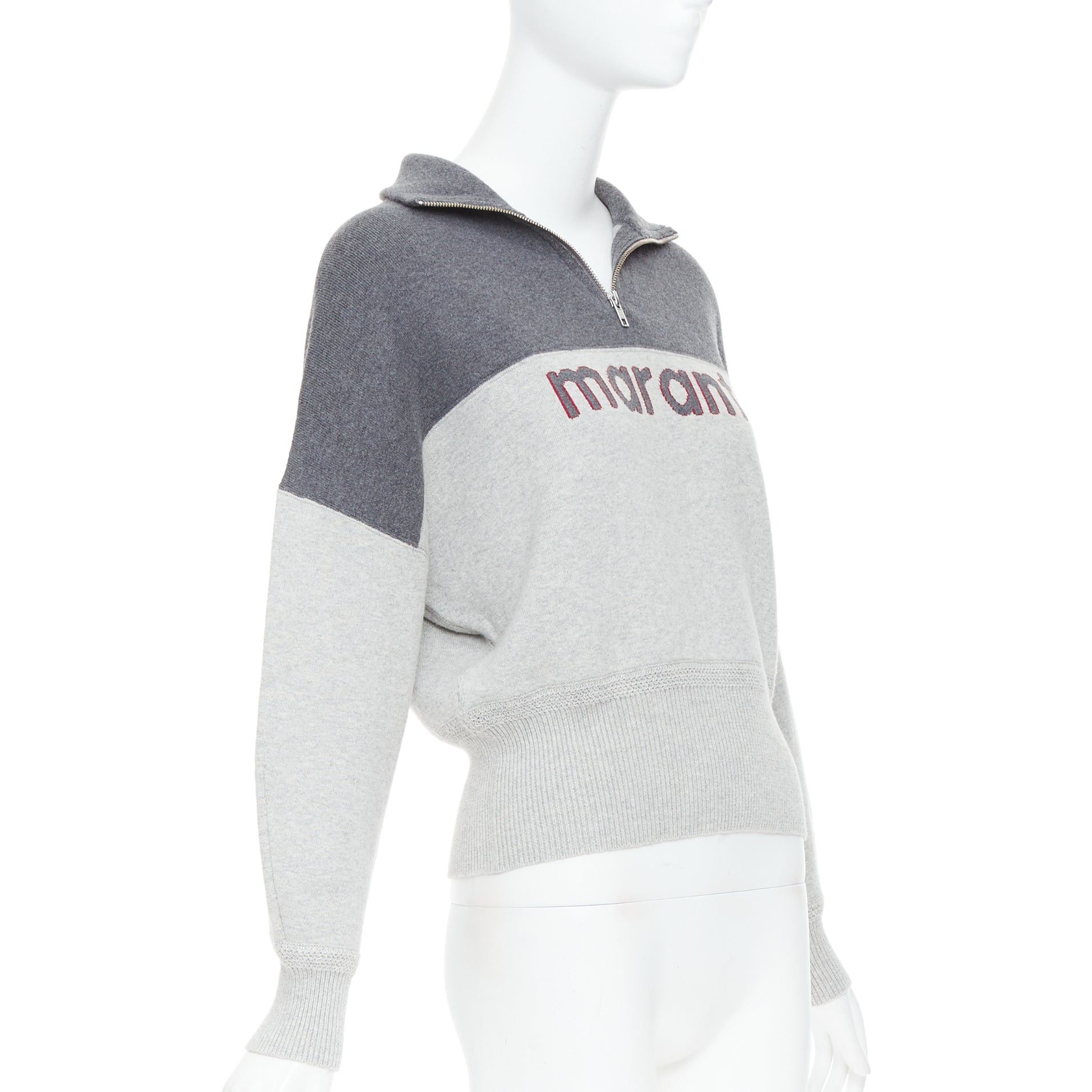 Isabel Marant ISABEL MARANT Etoile grey bicolor logo half zip jumper sweater Size S / US 4 / IT 40 - 3 Thumbnail
