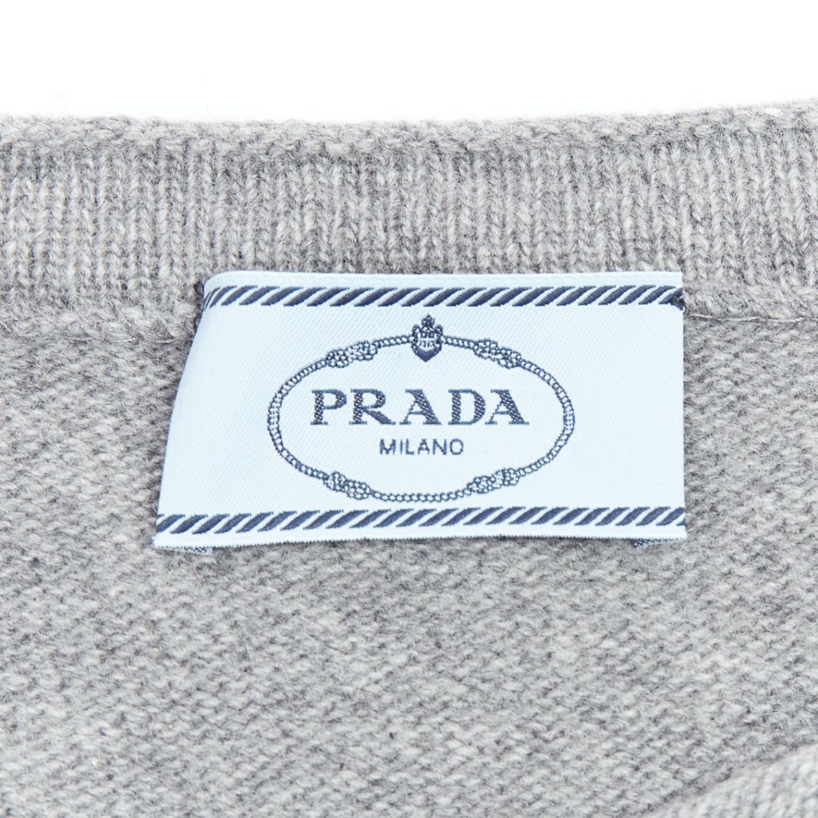 Prada PRADA grey bateau neck panelled crop sleeves sweater Size S / US 4 / IT 40 - 8 Thumbnail