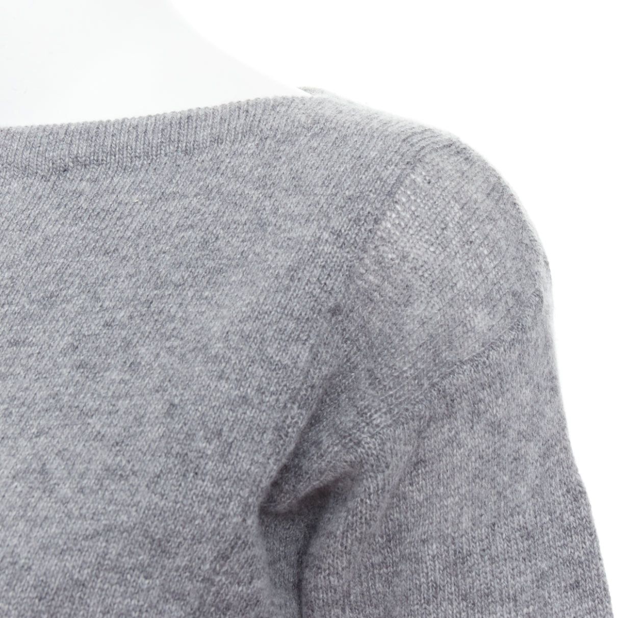 Prada PRADA grey bateau neck panelled crop sleeves sweater Size S / US 4 / IT 40 - 2 Thumbnail