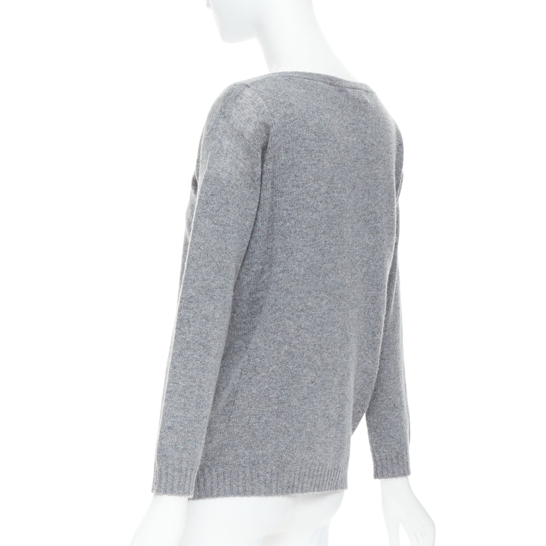 Prada PRADA grey bateau neck panelled crop sleeves sweater Size S / US 4 / IT 40 - 6 Thumbnail