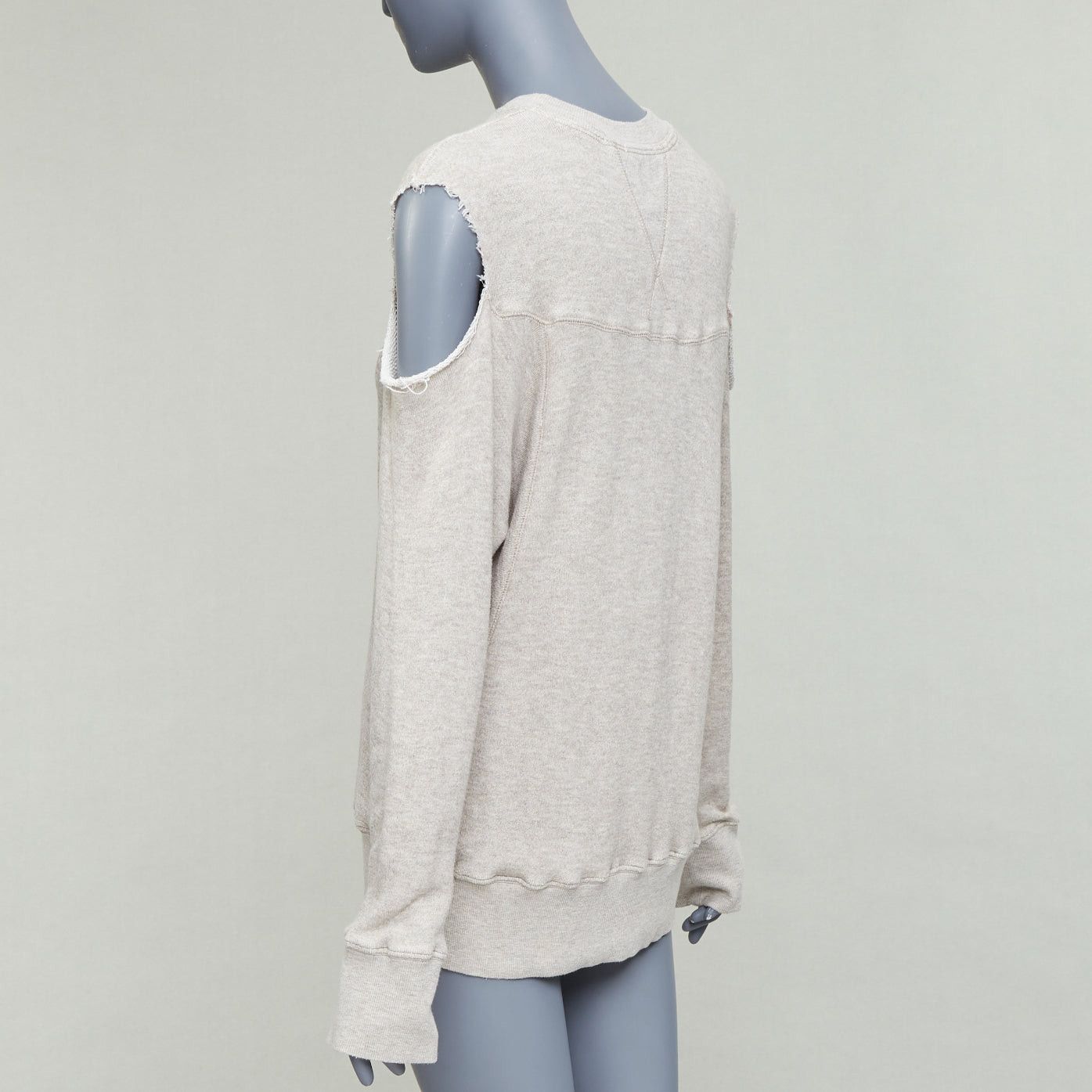 Bassike BASSIKE Washed Cut Out Sweat beige cold shoulder frayed sweater Sz1 Size S / US 4 / IT 40 - 6 Thumbnail