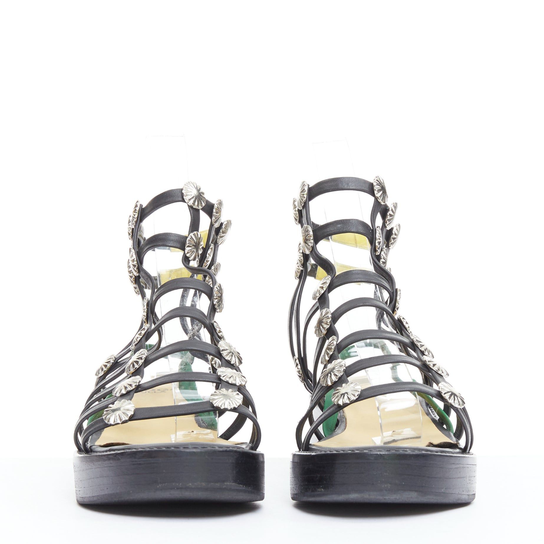 Toga TOGA ARCHIVES PULLA black caged silver stud platform gladiator sandals Size US 7 / IT 37 - 3 Thumbnail