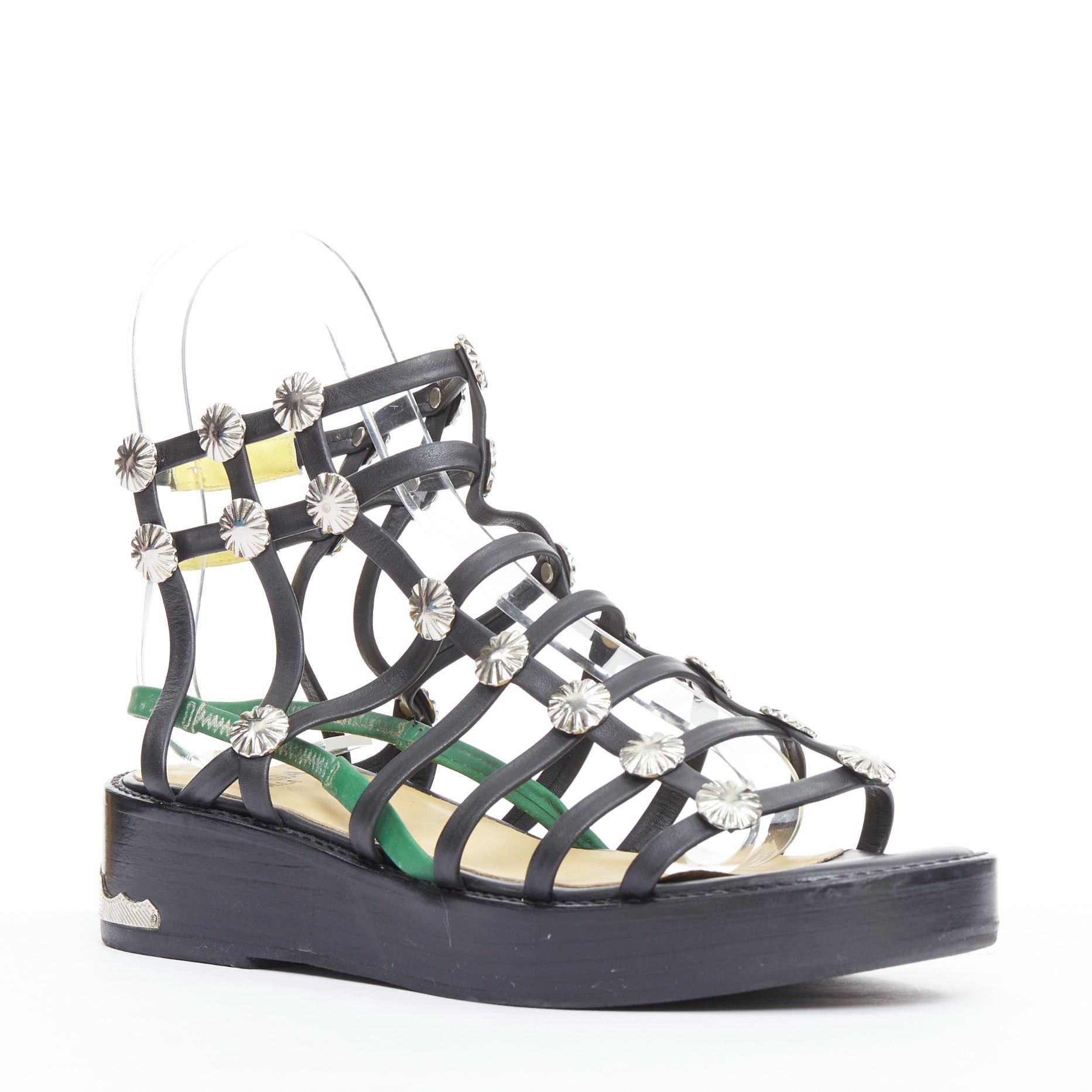Toga TOGA ARCHIVES PULLA black caged silver stud platform gladiator sandals Size US 7 / IT 37 - 2 Thumbnail