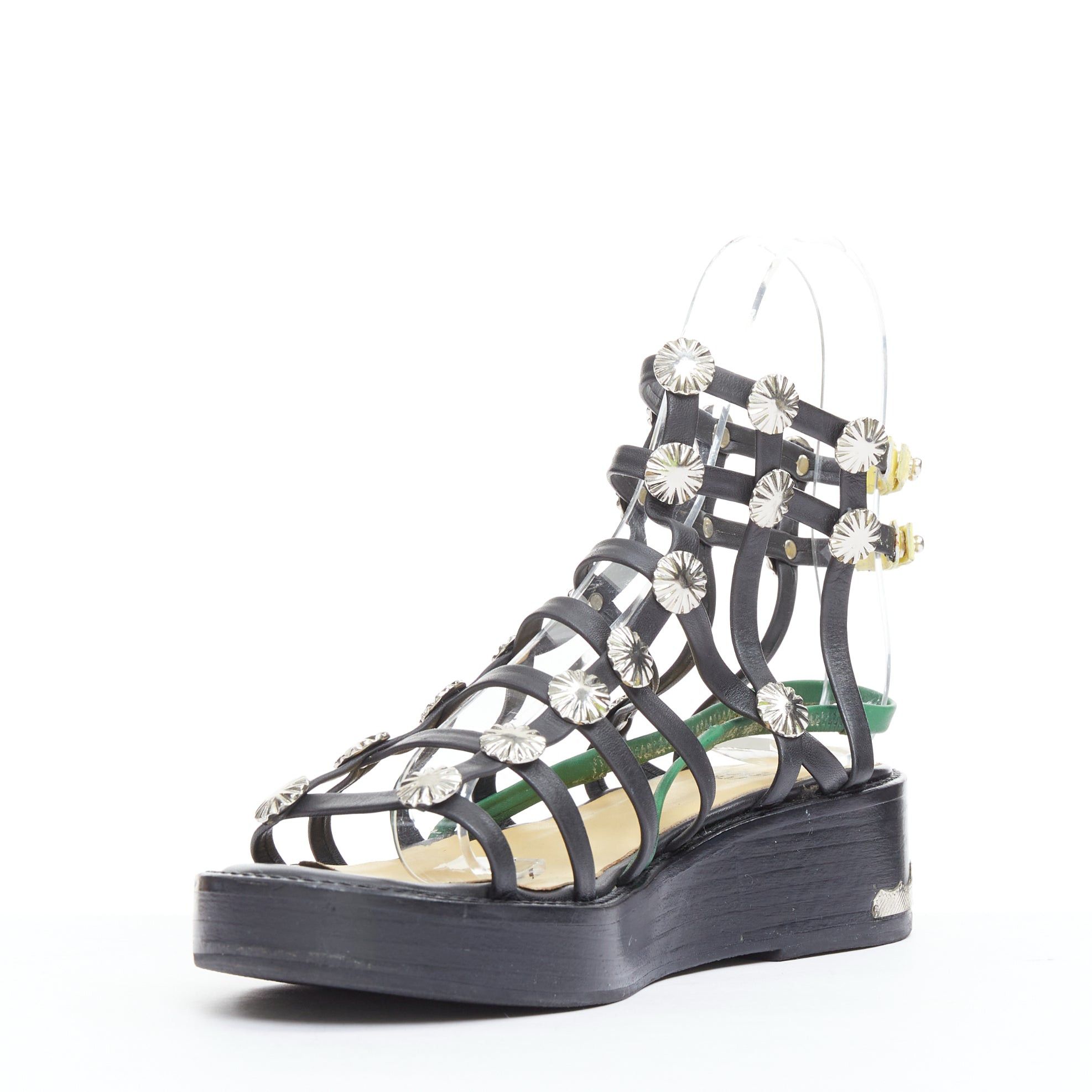 Toga TOGA ARCHIVES PULLA black caged silver stud platform gladiator sandals Size US 7 / IT 37 - 4 Thumbnail