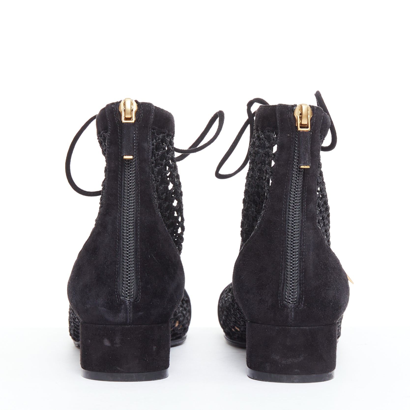 Dior CHRISTIAN DIOR Naughtily-D black suede caged lace up ankle boots EU37.5 Size US 7.5 / IT 37.5 - 5 Thumbnail