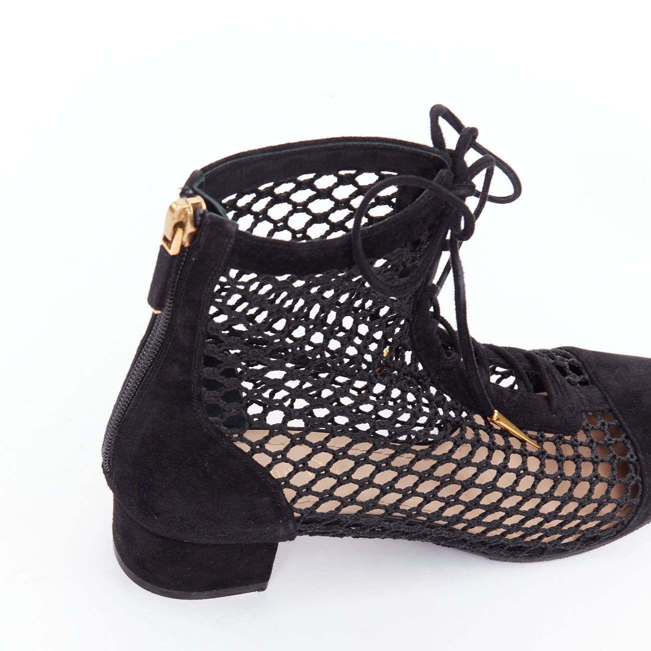 Dior CHRISTIAN DIOR Naughtily-D black suede caged lace up ankle boots EU37.5 Size US 7.5 / IT 37.5 - 8 Thumbnail