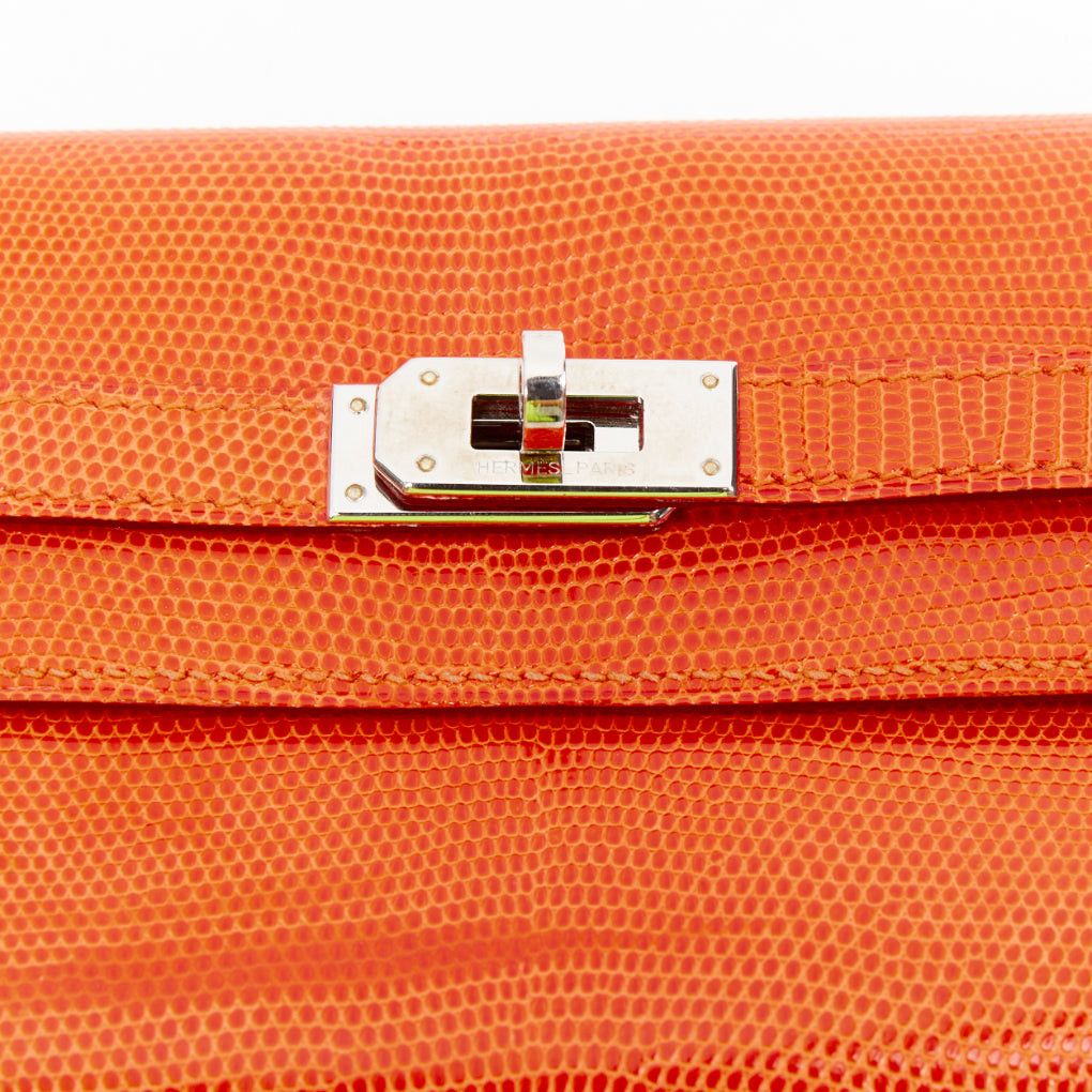 Hermes HERMES Kelly Short orange shiny liz leather PHW classic wallet Size ONE SIZE - 5 Thumbnail