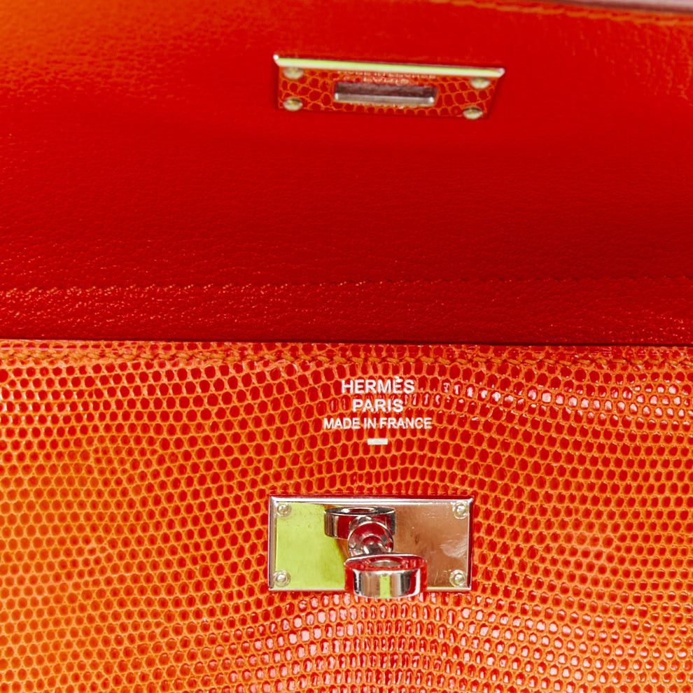 Hermes HERMES Kelly Short orange shiny liz leather PHW classic wallet Size ONE SIZE - 7 Thumbnail