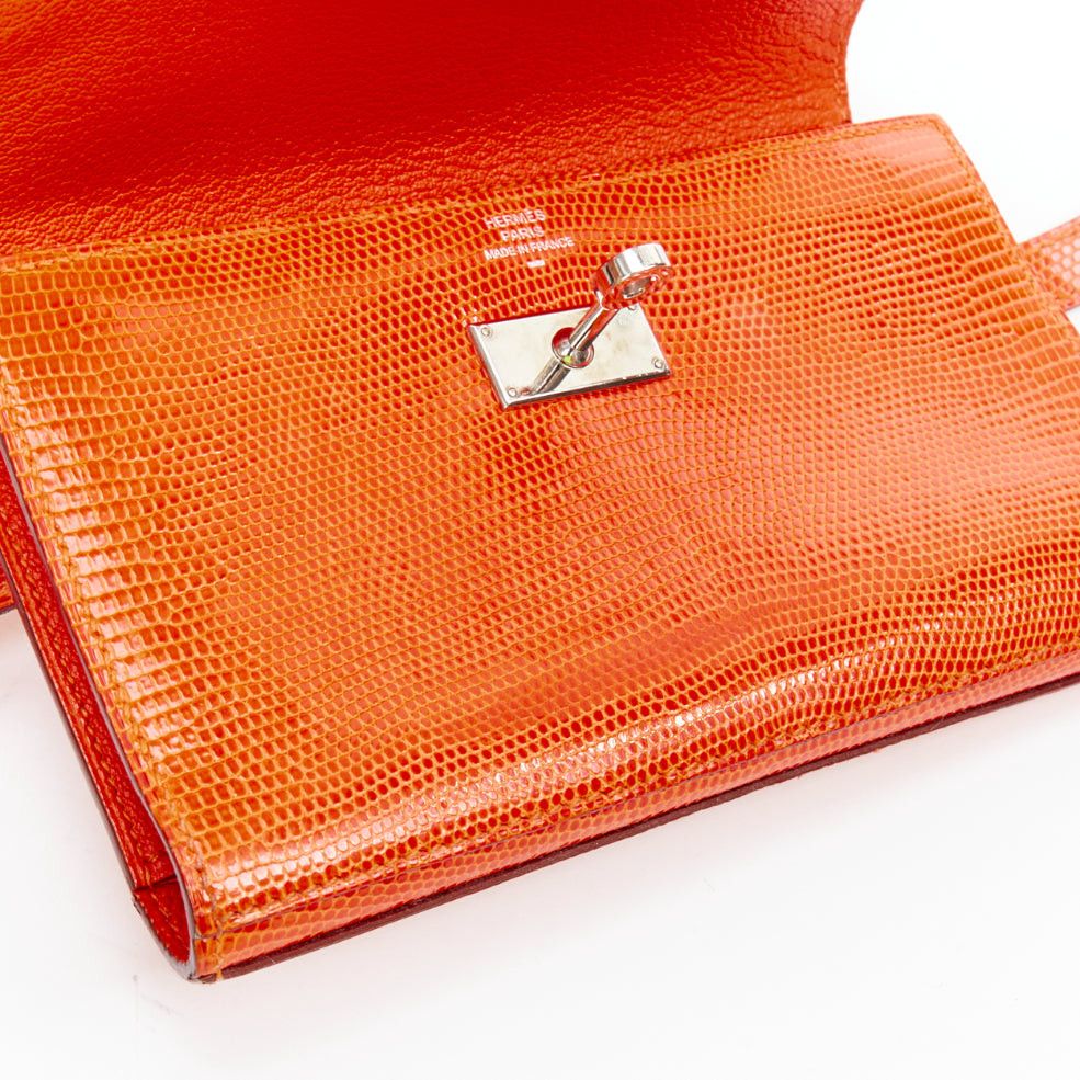 Hermes HERMES Kelly Short orange shiny liz leather PHW classic wallet Size ONE SIZE - 6 Thumbnail