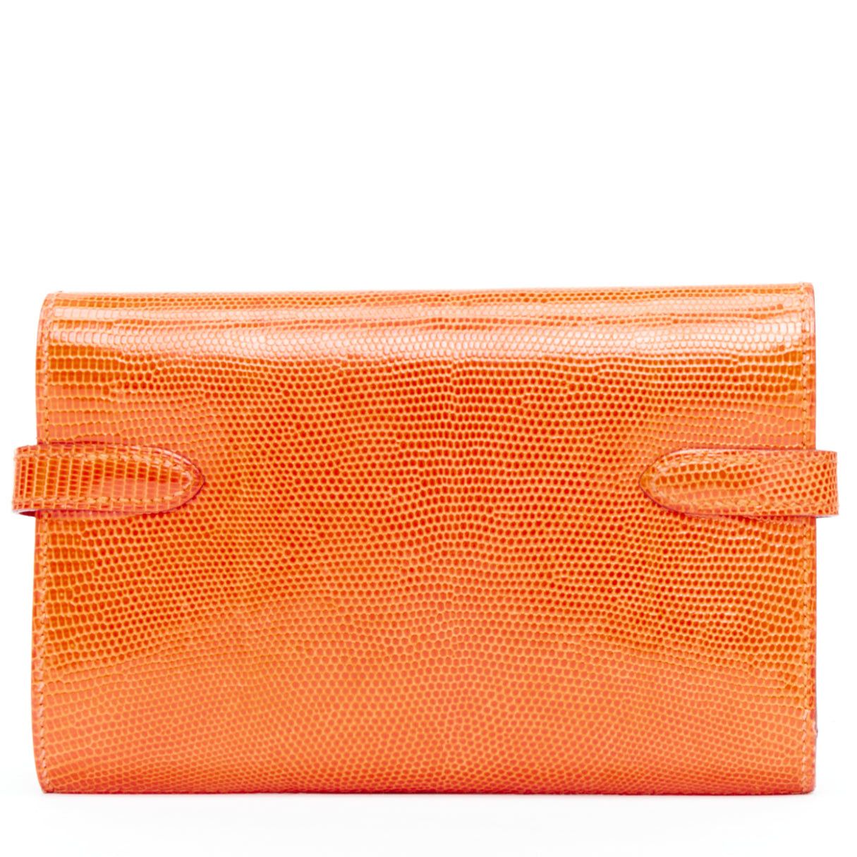 Hermes HERMES Kelly Short orange shiny liz leather PHW classic wallet Size ONE SIZE - 3 Thumbnail