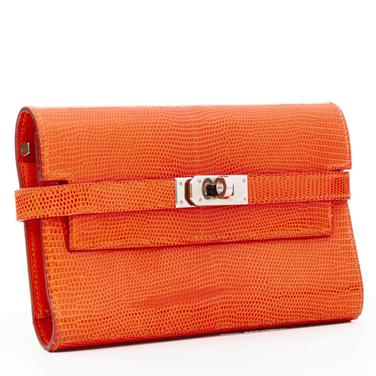 Hermes HERMES Kelly Short orange shiny liz leather PHW classic wallet Size ONE SIZE - 2 Thumbnail