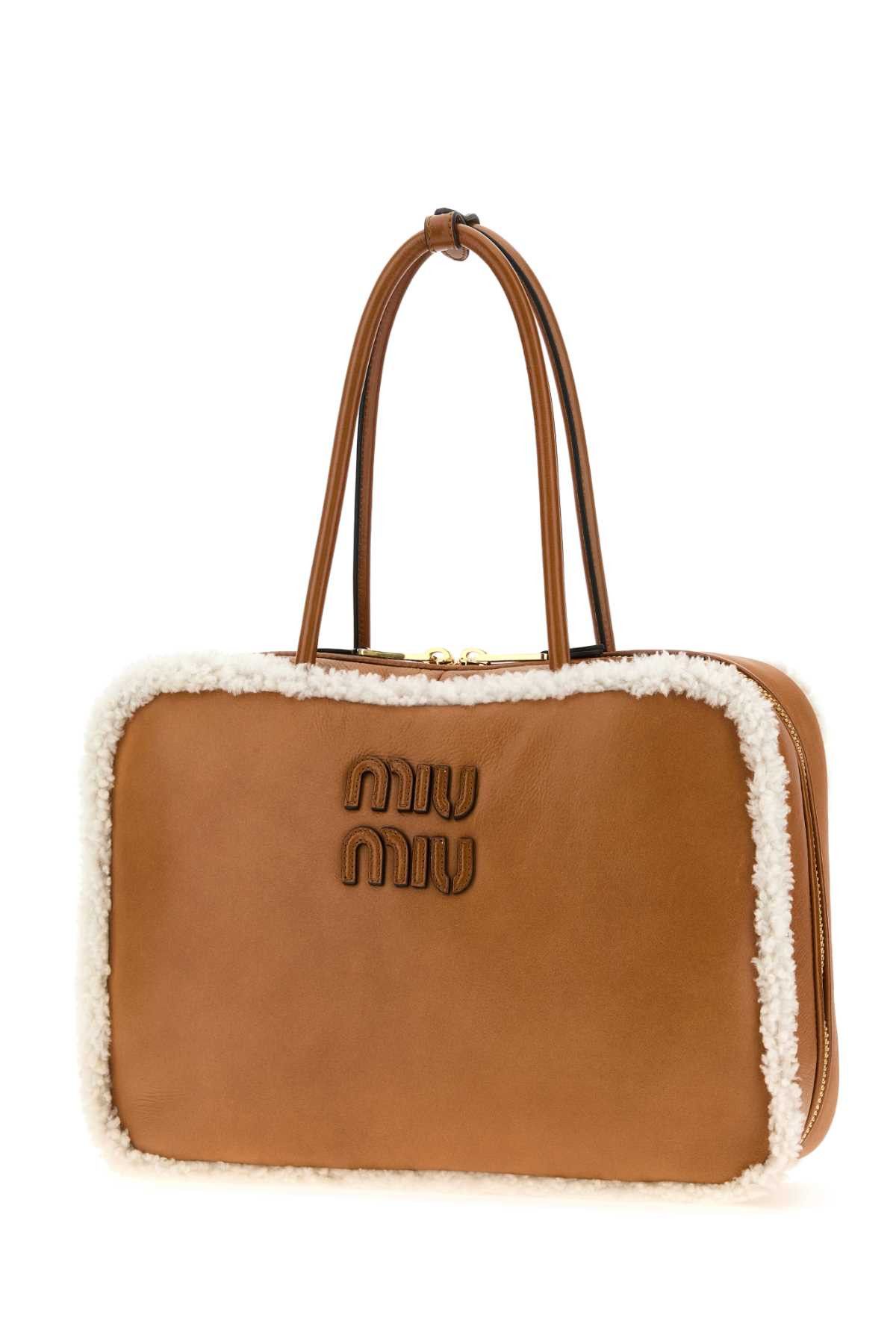 Miu Miu Camel Leather Beau Handbag Size ONE SIZE - 2 Thumbnail