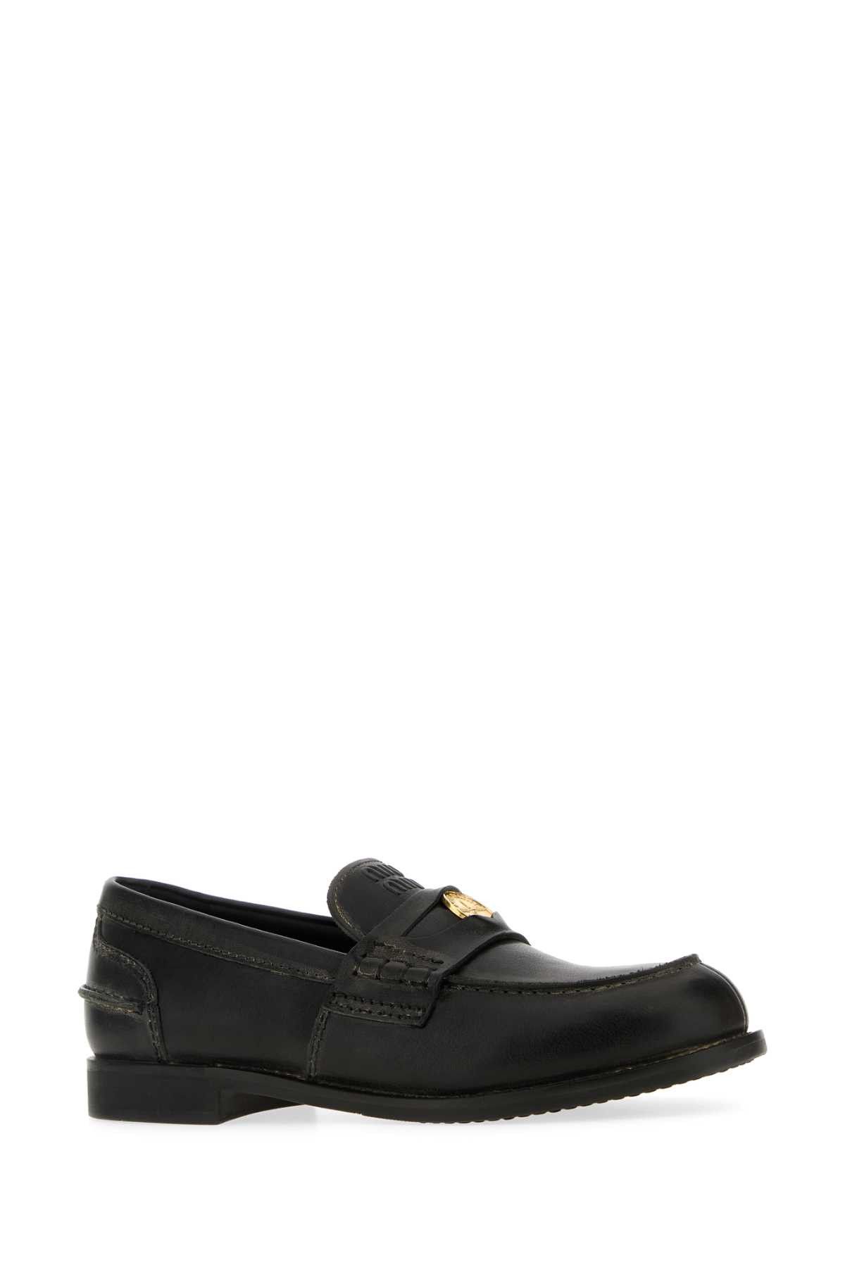 Miu Miu Black Leather Loafers Size US 10 / IT 40 - 2 Thumbnail