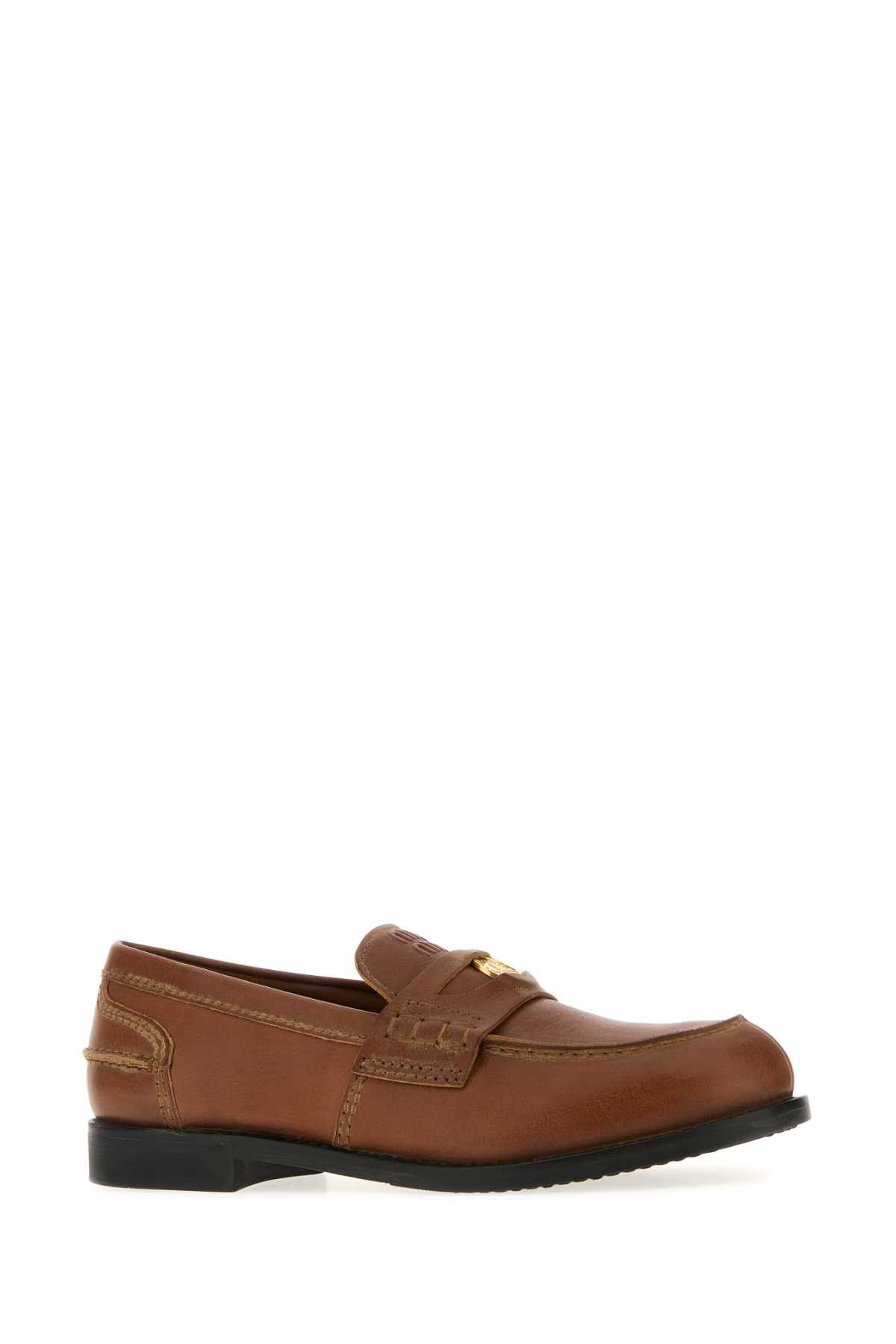 Miu Miu Caramel Leather Loafers Size US 9 / IT 39 - 2 Thumbnail