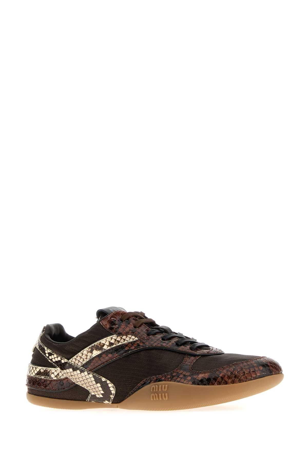 Miu Miu Multicolor Fabric And Leather Sneakers Size US 7 / IT 37 - 2 Thumbnail