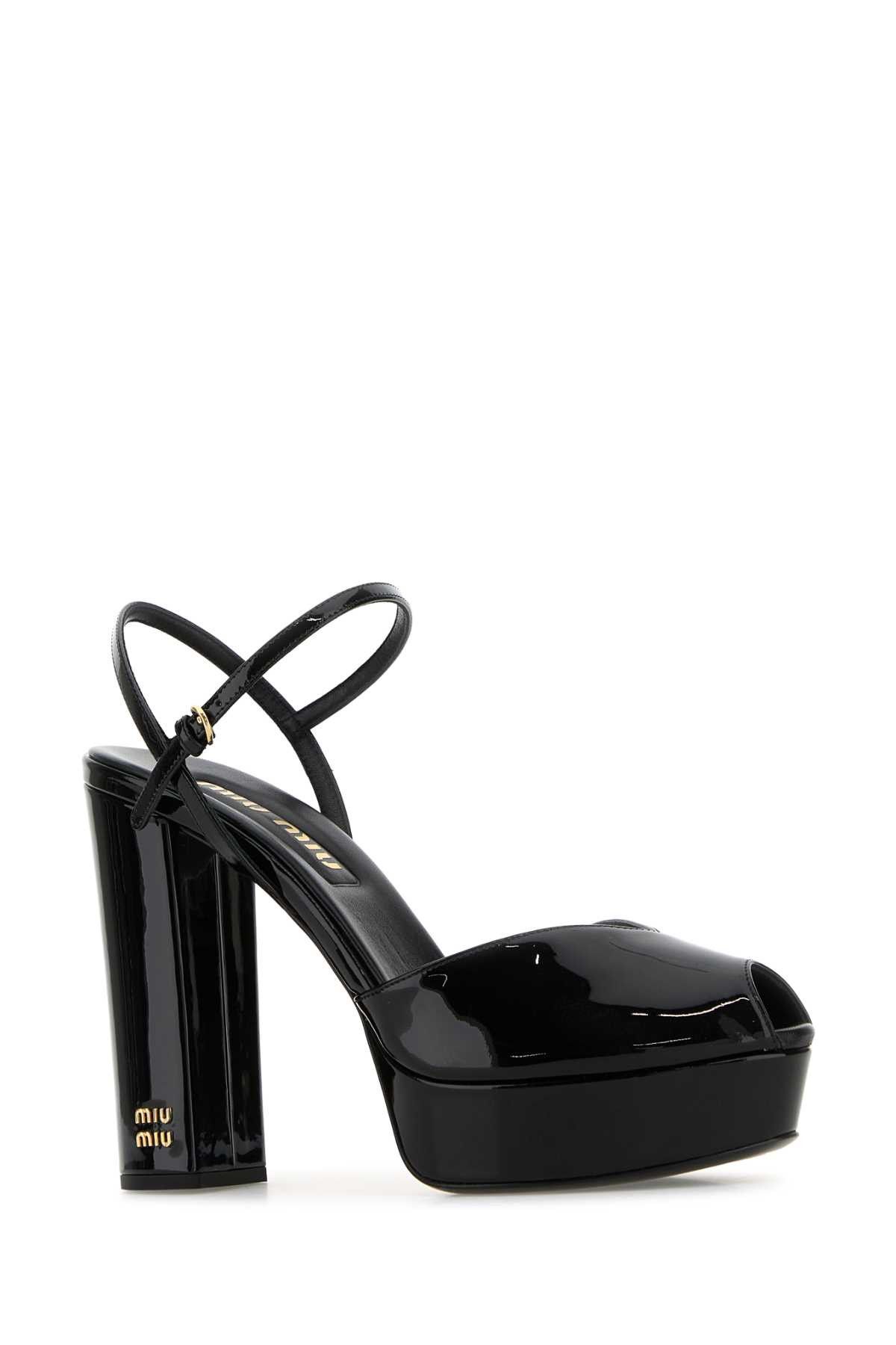 Miu Miu Black Leather Sandals Size US 11 / IT 41 - 2 Thumbnail