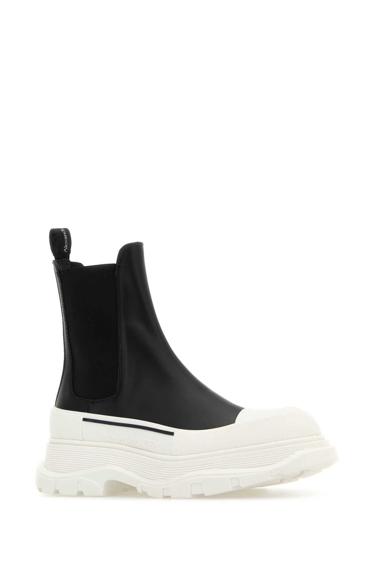 Alexander McQueen Black Nappa Leather Tread Slick Ankle Boots Size US 7.5 / IT 37.5 - 2 Thumbnail