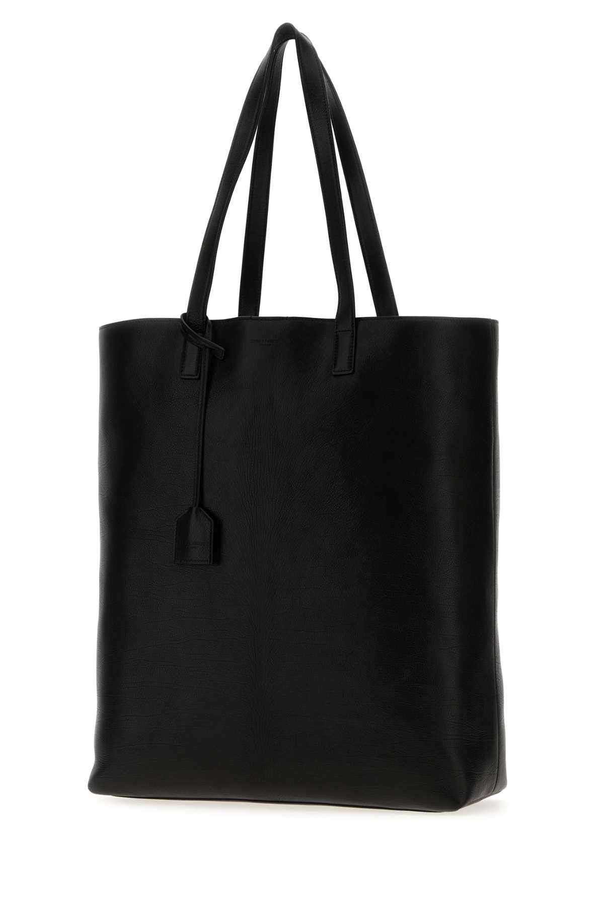 Saint Laurent Paris Black Leather Shopping Bag Size ONE SIZE - 2 Thumbnail
