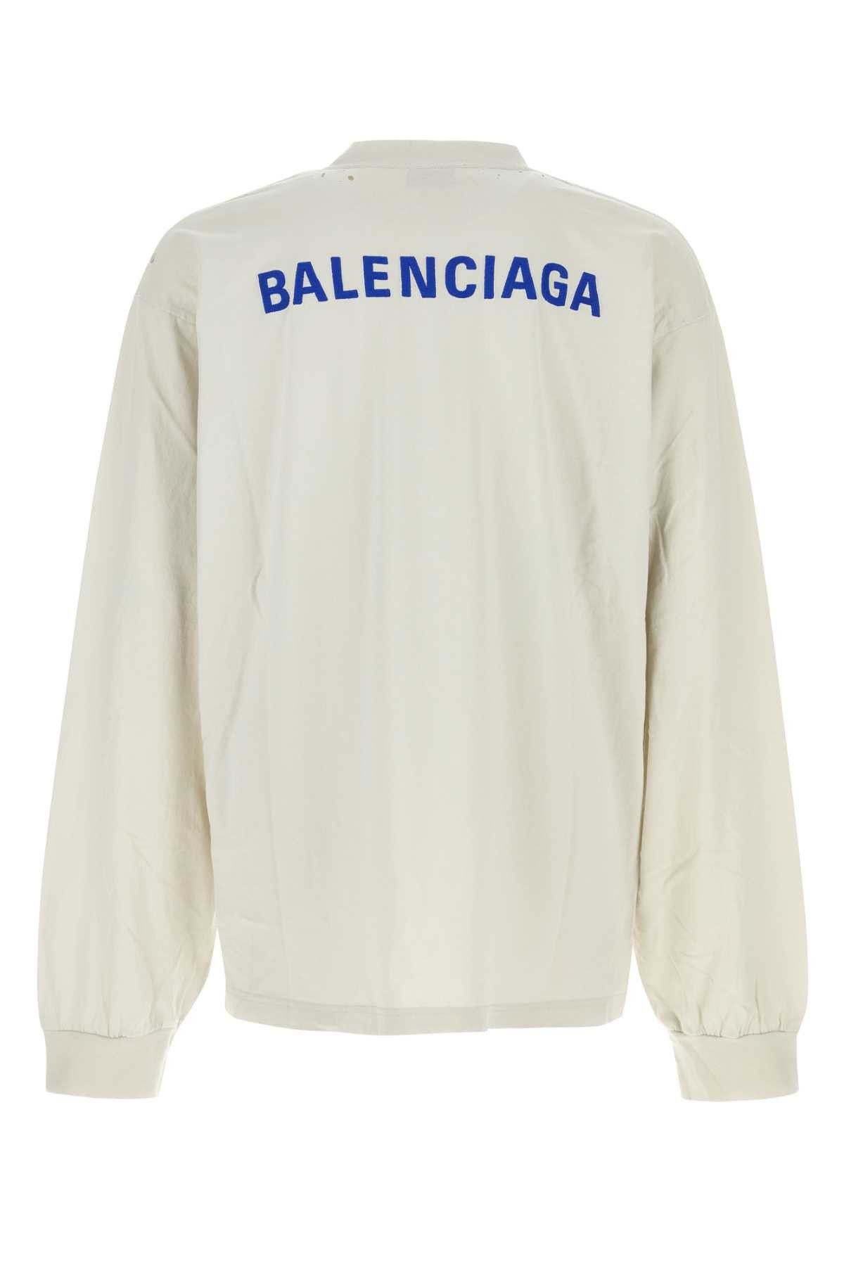 Balenciaga Chalk Cotton T-Shirt Size US XS / EU 42 / 0 - 2 Thumbnail