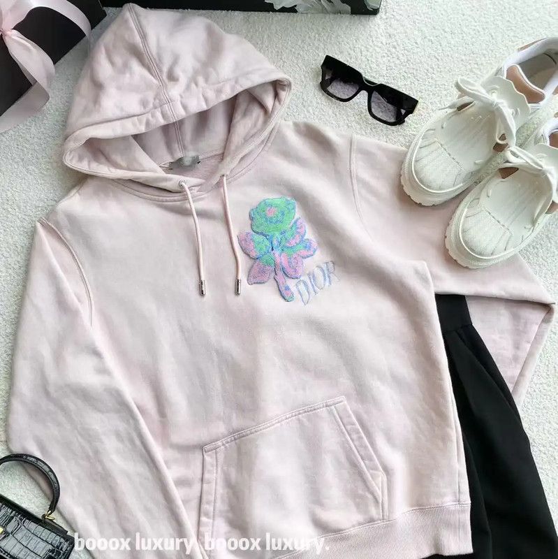 Dior Dior Pink Cotton Hoodie for Women 0089 Size XS / US 0-2 / IT 36-38 - 4 Thumbnail