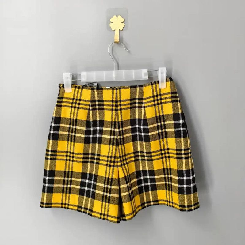 Dior Dior Yellow Wool Checkered Women's Shorts 0089 Size 22" - 2 Thumbnail