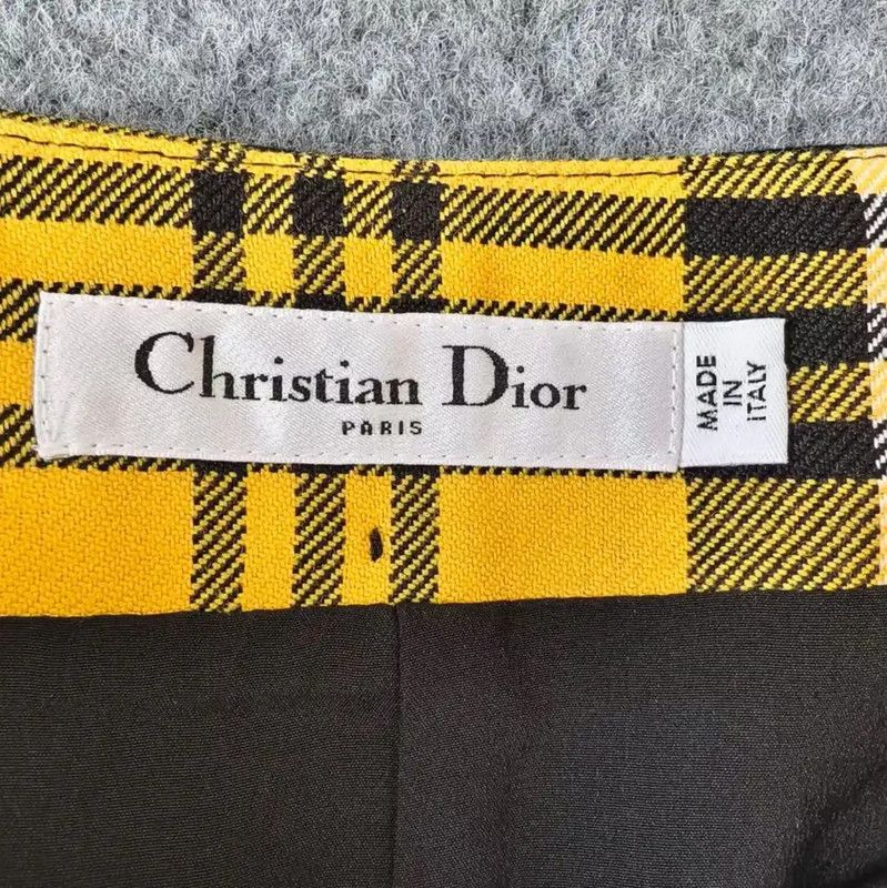 Dior Dior Yellow Wool Checkered Women's Shorts 0089 Size 22" - 3 Thumbnail